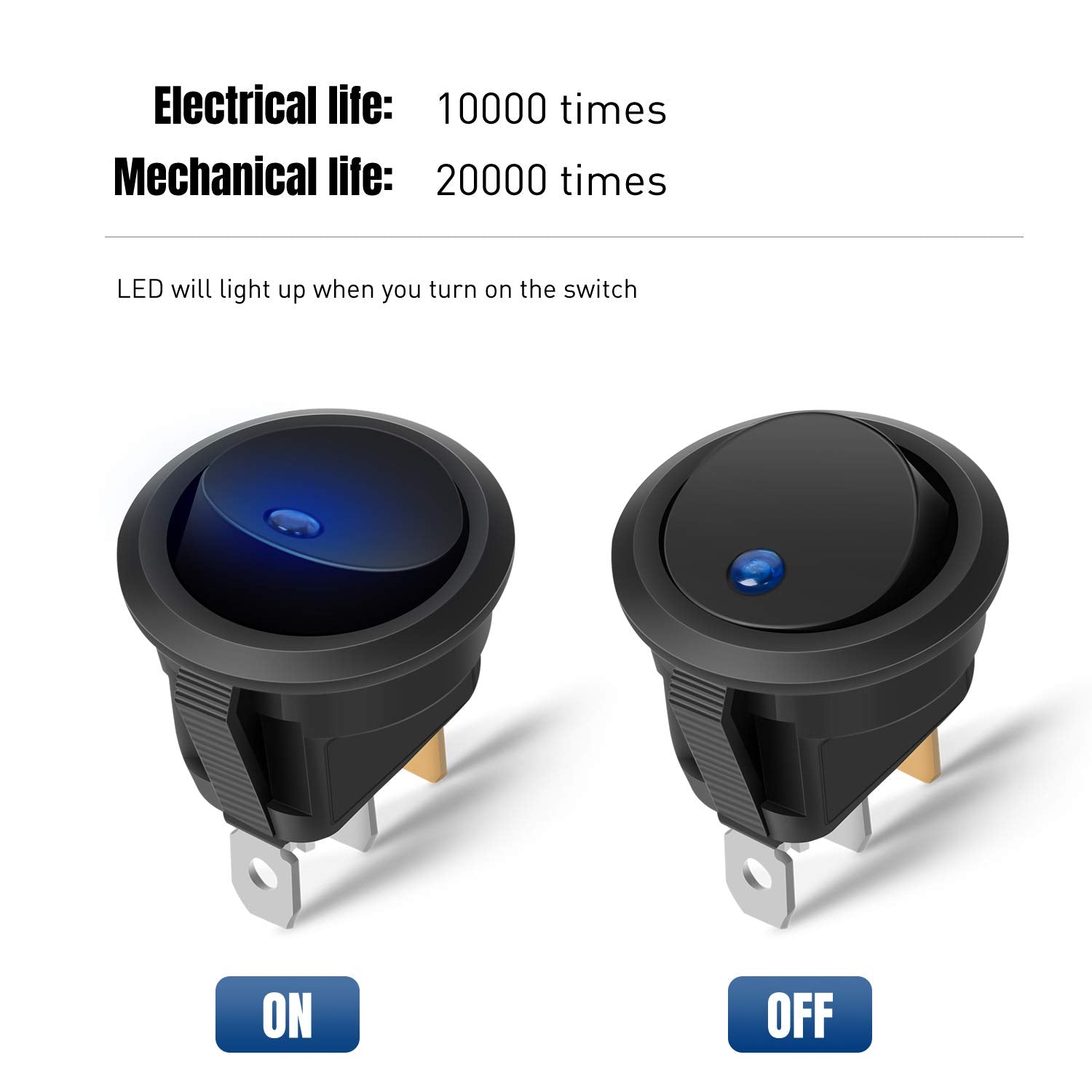 Nilight 12Pcs 12V Blue Round Toggle Led Switch 20A 12V Dc On/Off Spst For Car Truck Rocker On-Off Control