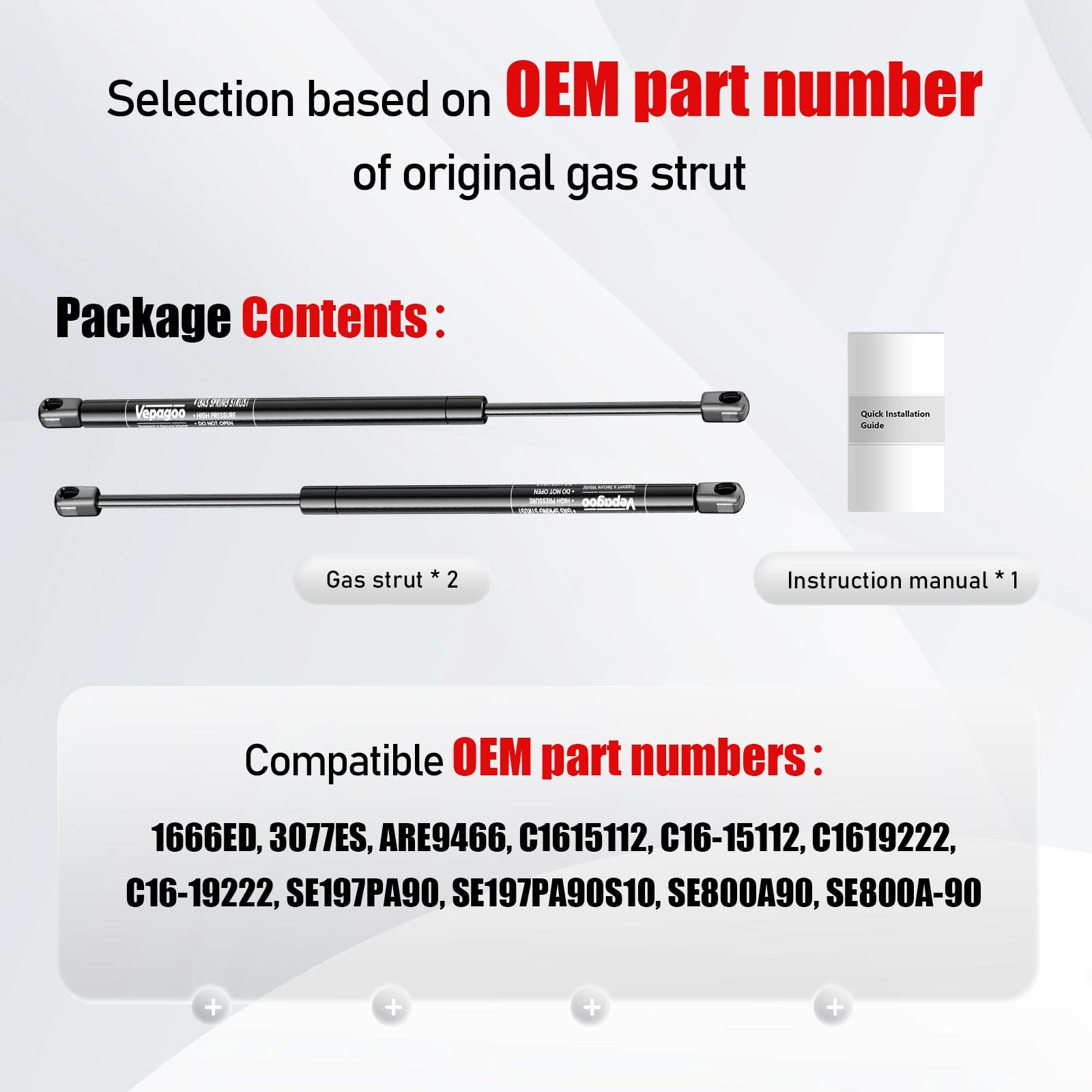 Vepagoo Gas Struts 20 Inch 90lbs/400N C16-15112 Shocks Spring Lift Support for RV Bed Camper The Door Tonneau Cover Mattress Tra