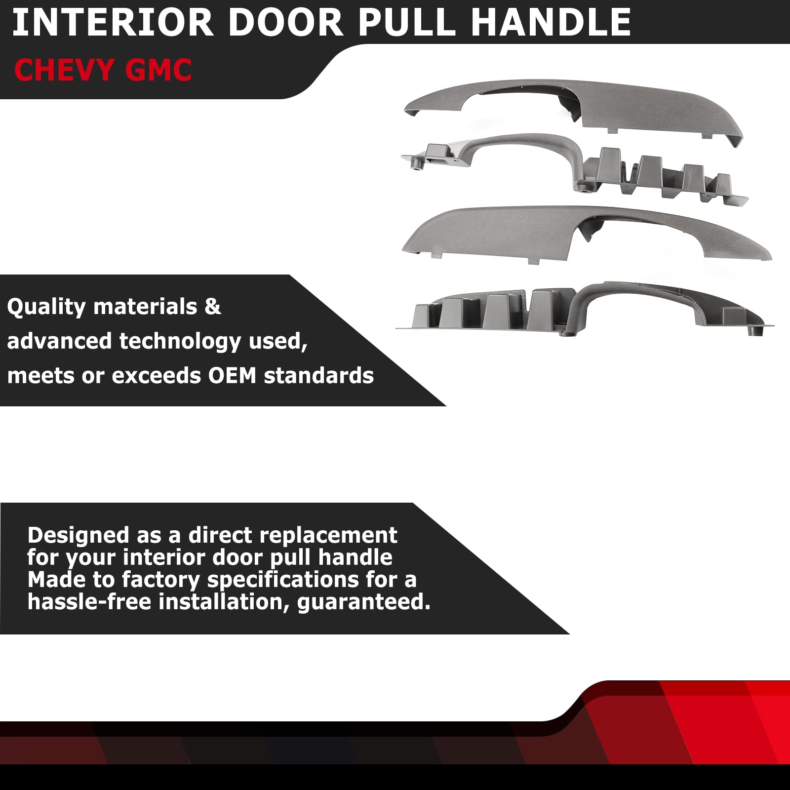 Fexon Pair Interior Door Pull Handle Front Left & Right Side Compatible With 2003-2019 Chevy Express Gmc Savana 1500 2500 3500 Van Replaces 25750064 10388389