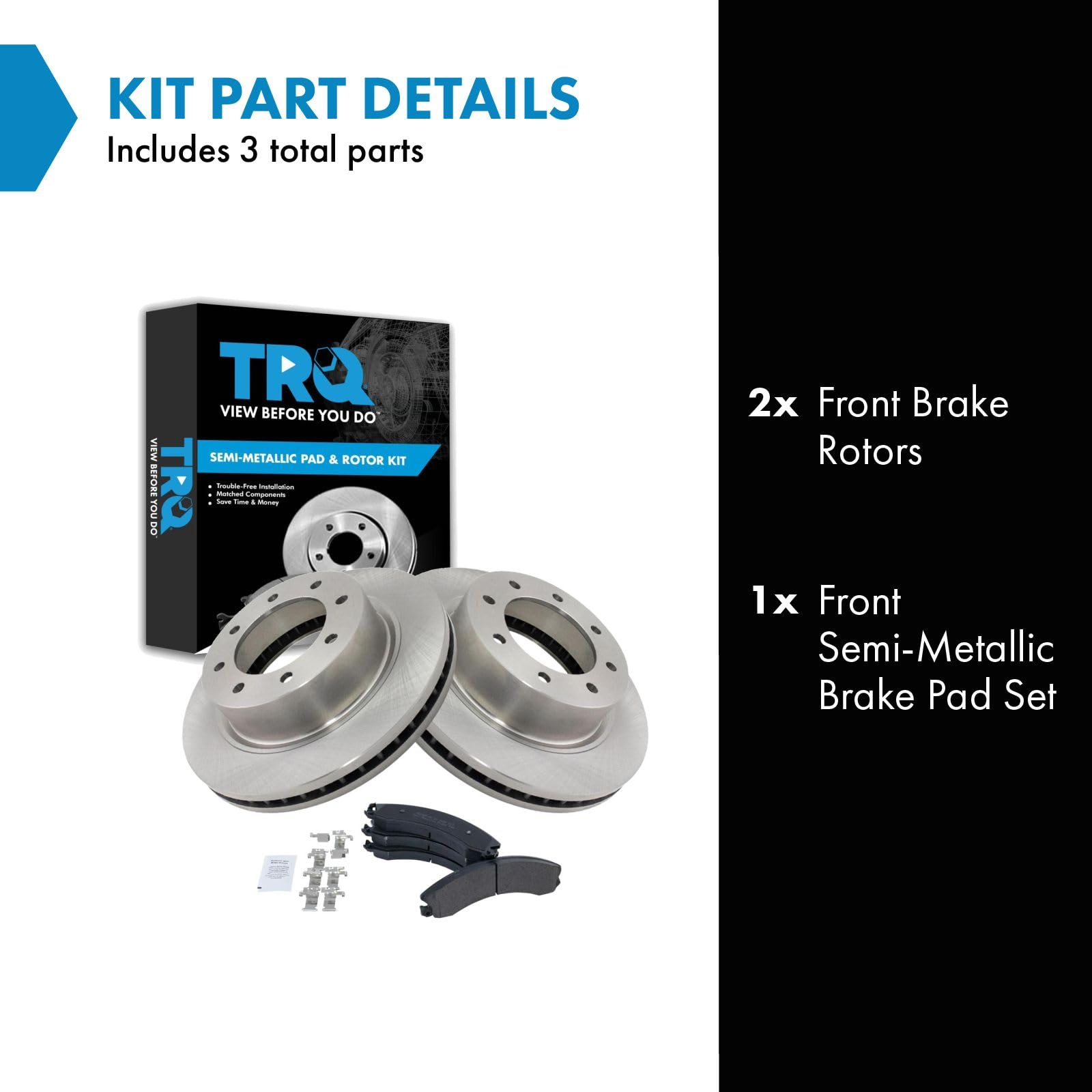 Trq Front Brake Pad & Rotor Kit Compatible With 2012-2019 Nissan Nv1500 Nv2500 Nv3500