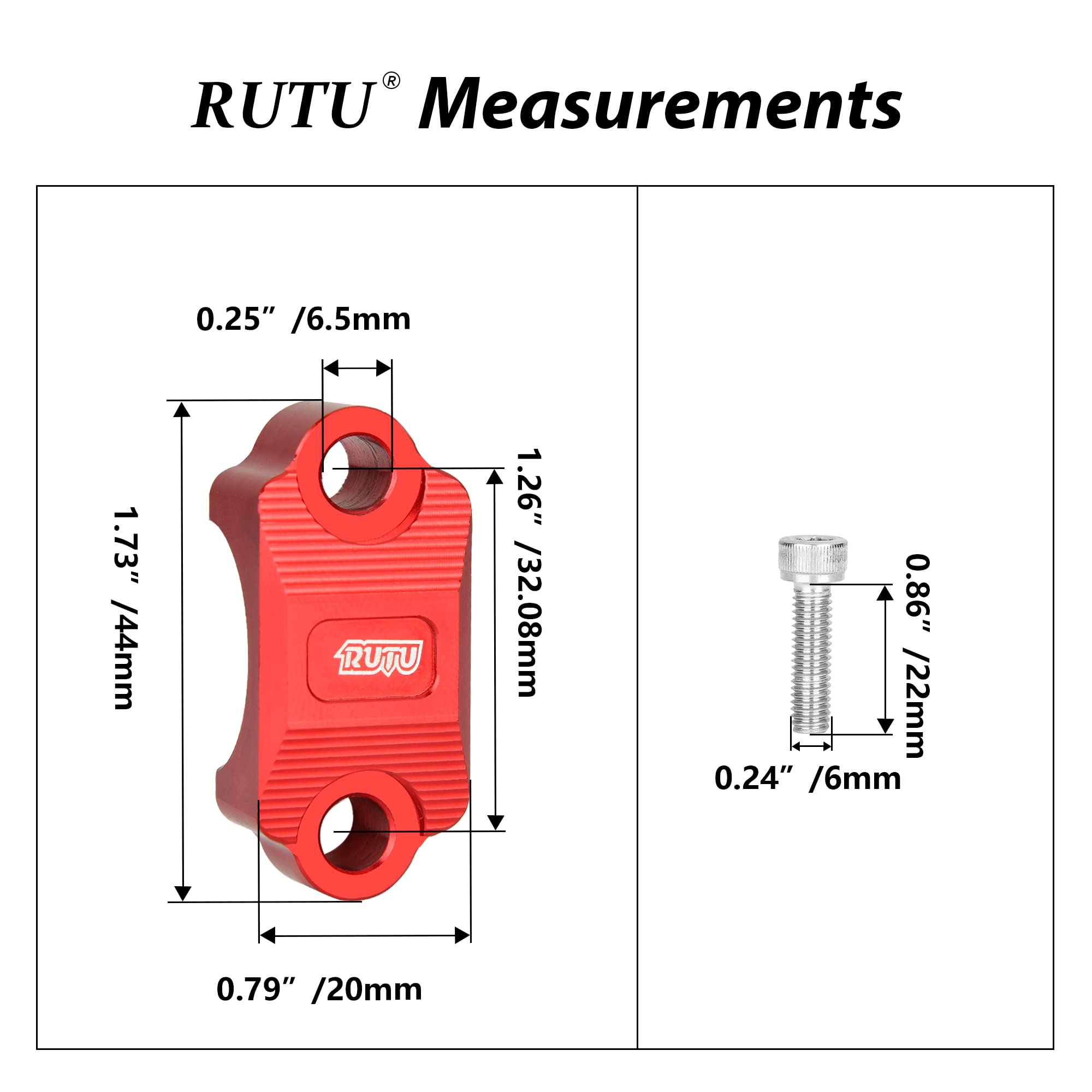 Rutu Cnc Motorcycle Clamp 7/8 Inch Dirt Bike Brake Lever Holder Clamp 1 1/8 For Brake Master Cylinder Clutch Perch Pit Bike Crf250 Drz Yz Kx Atv Quads 4-Wheeler Handlebar Refit Accessories, Black