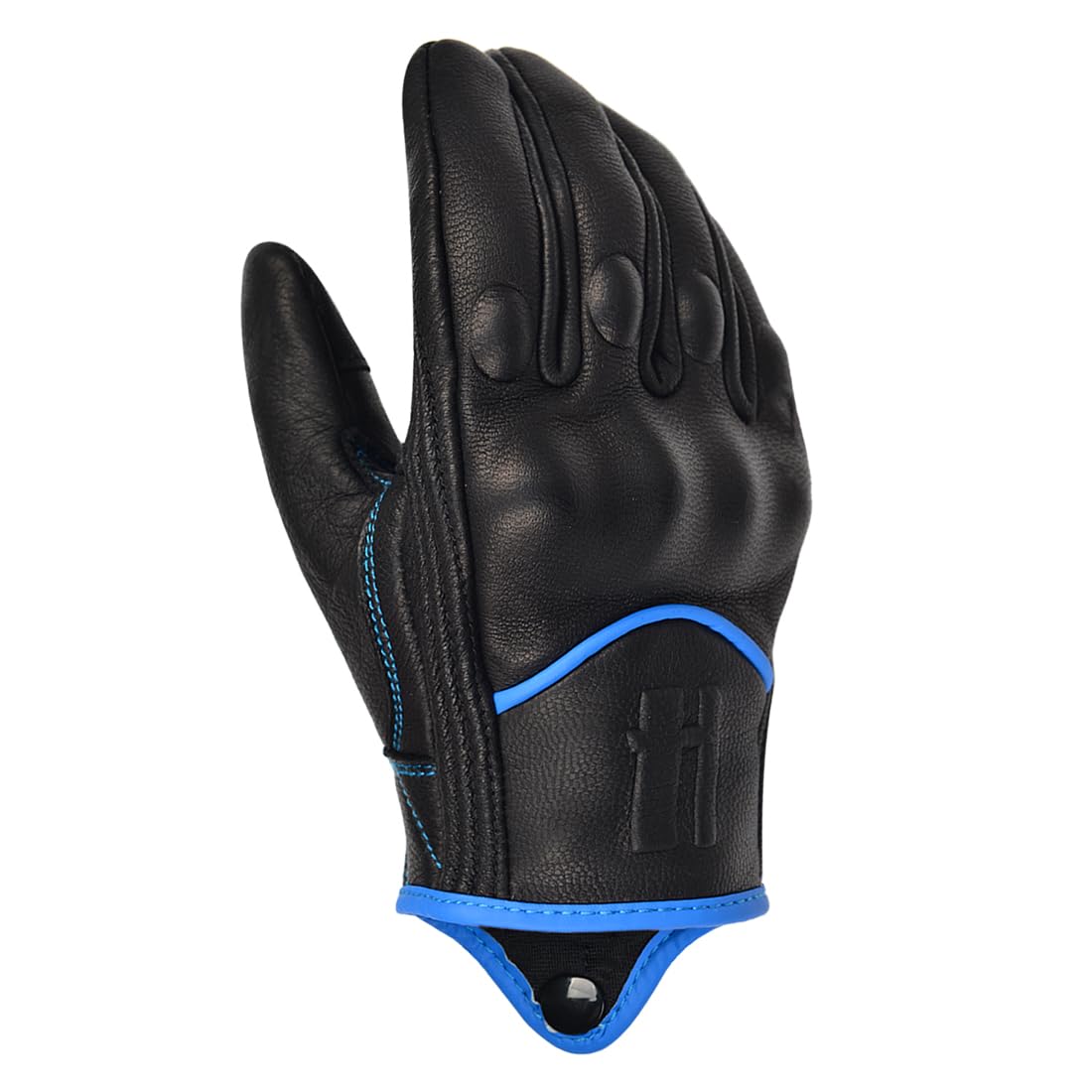 Harssidanza Woman Leather Motorcycle Gloves,Motorbike Gloves,Road Racing,Cycling,Climbing, Powersports Gloves Touchscreen,Blue,