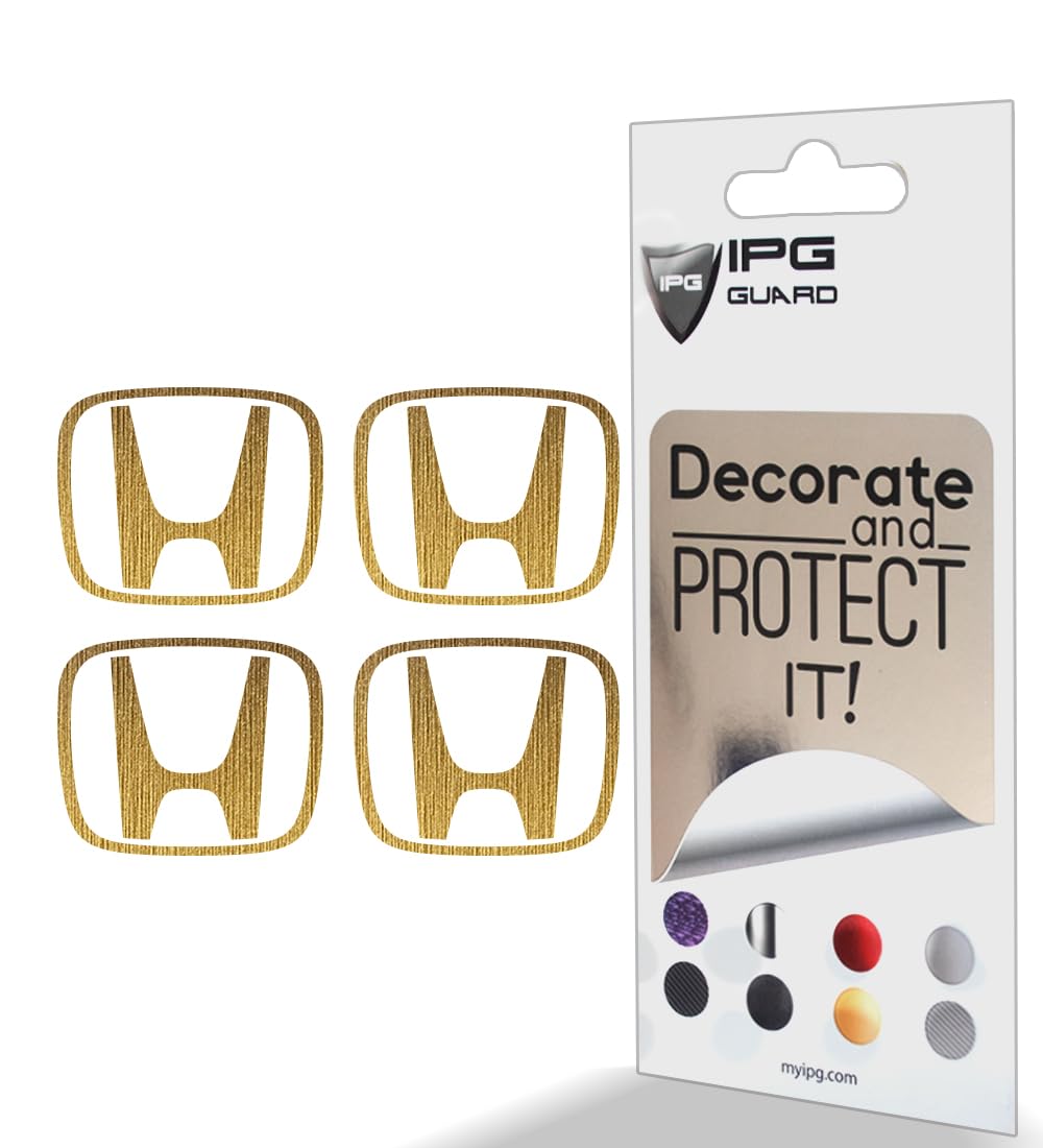 IPG Compatible with Civic Accord CRV VTEC Si Logo Cap Inner or Outer Stckers Dcals (Center Cap:2.25) (4 Units) (Brushed Gold,
