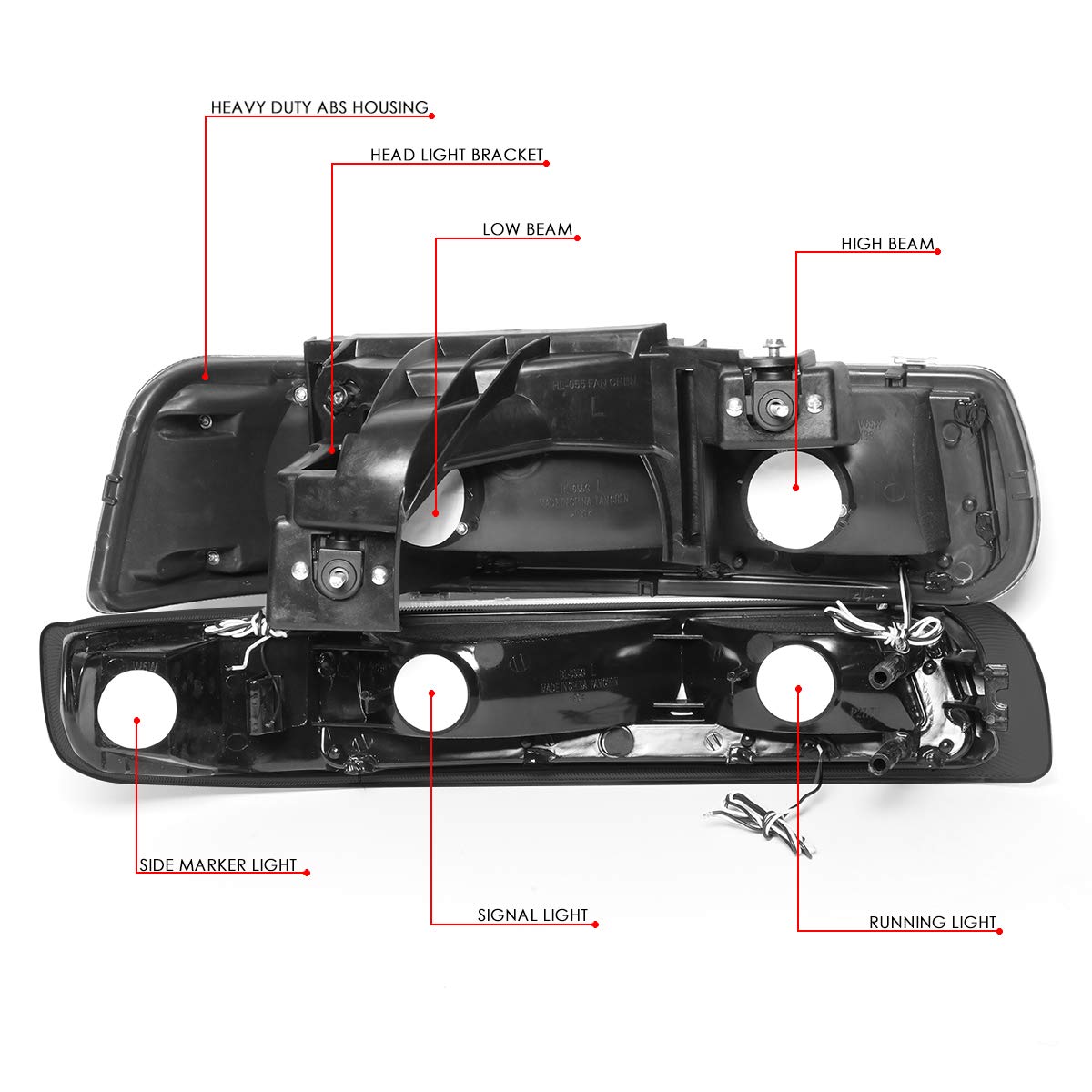 DNA MOTORING HL-LB-CSIL99-BK-SM-CL1 Smoked Lens Pair LED DRL Headlight Bumper Lamps Compatible with 99-02 Silverado 1500 2500 00