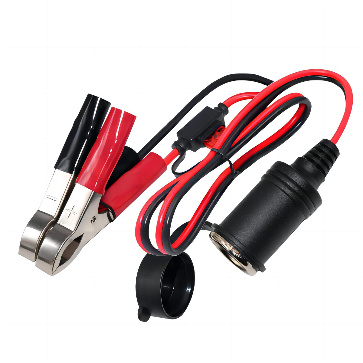 Kuncan Cigarette Lighter Battery Adapter - Female Cigarette Lighter Socket To 12V Battery Alligator Clips For Auto Car Battery Clamp To Cigarette Lighter Plugs Cigar Charge Extension Cable Cord 2Ft