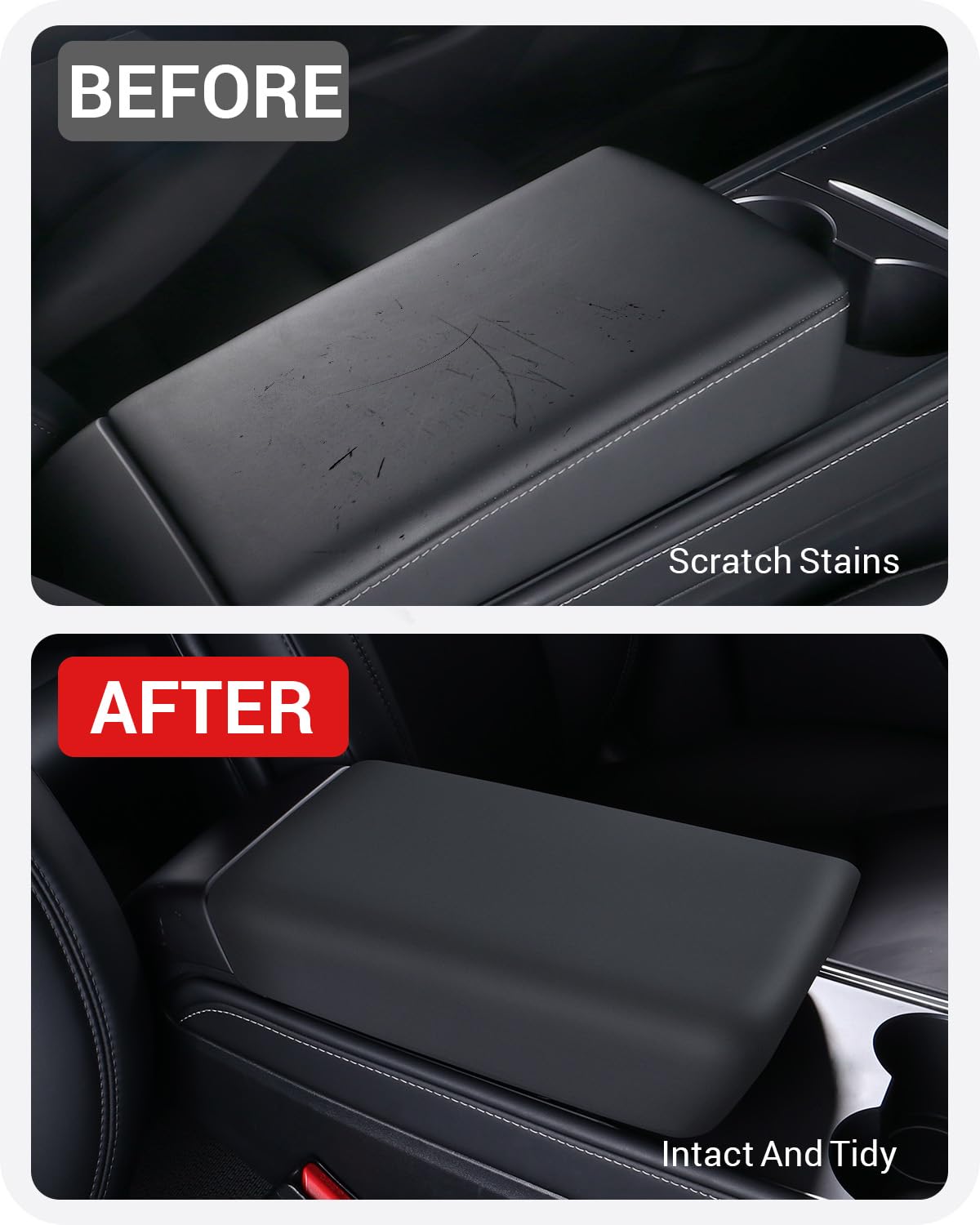 Basenor 2025 Upgraded Tesla Model 3 Model Y Center Console Cover Tpu Armrest Cover Non-Slip Protector Armrest 2017-2024 Tesla In