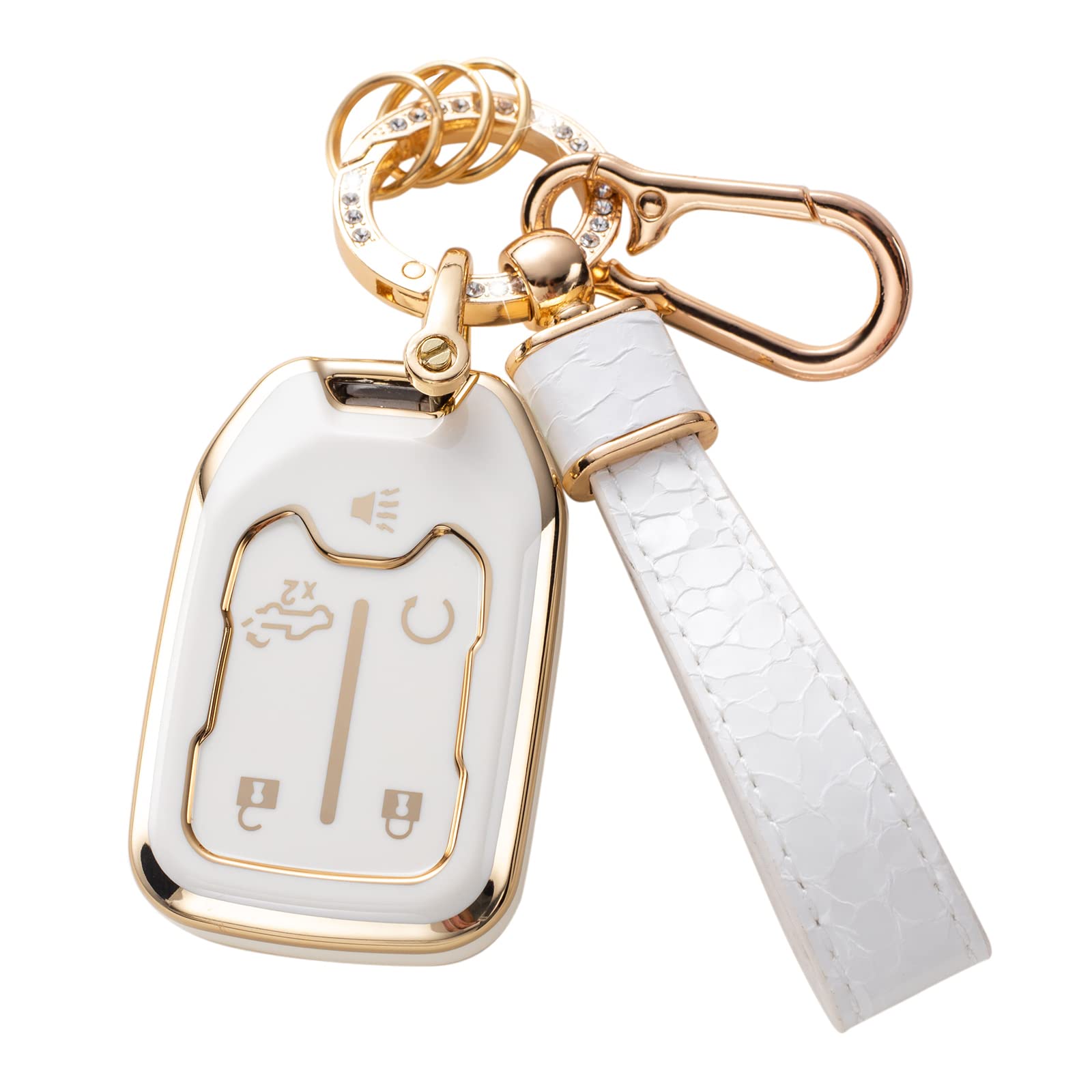 Cacarlike For Gmc Key Fob Cover With Gm Keychain, Car Key Fob Case Compatible With 2019 2020 2021 2022 Chevy Silverado Gmc Sierr