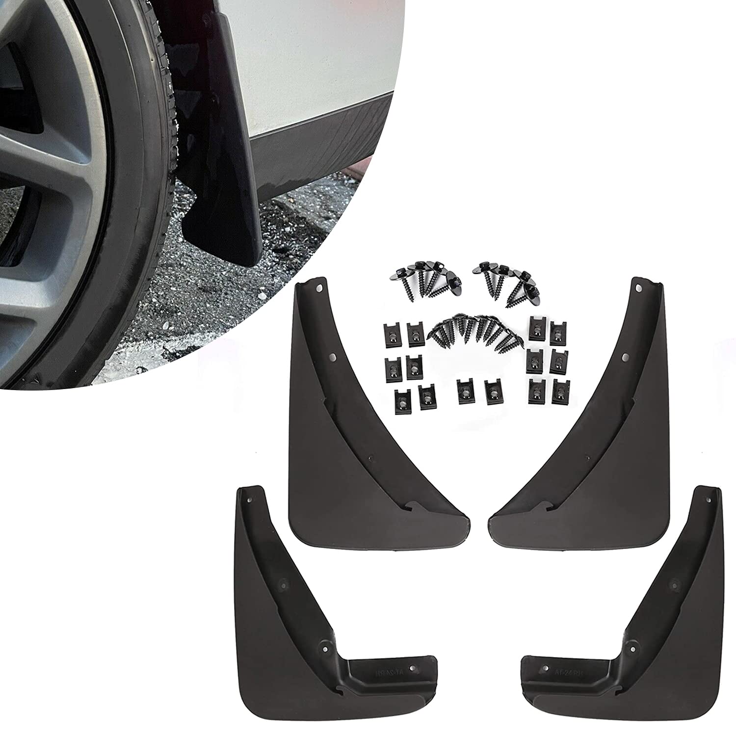 ECOTRIC Heavy Duty Mud Flaps Guards Compatible with 2015-2023 Dodge Challenger Replacement for 82214141 82214142 Mud Flaps Mud G