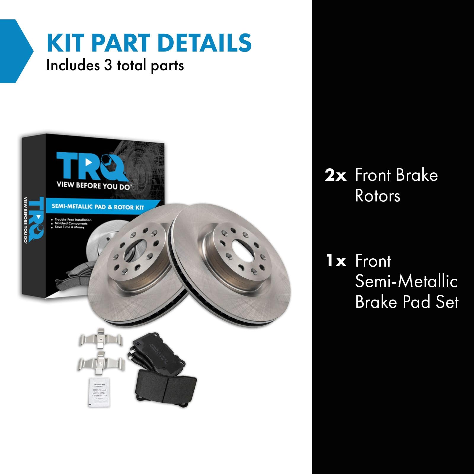 Trq Front Brake Pad & Rotor Kit Compatible With 2016-2018 Cadillac Ct6 2014-2018 Cts