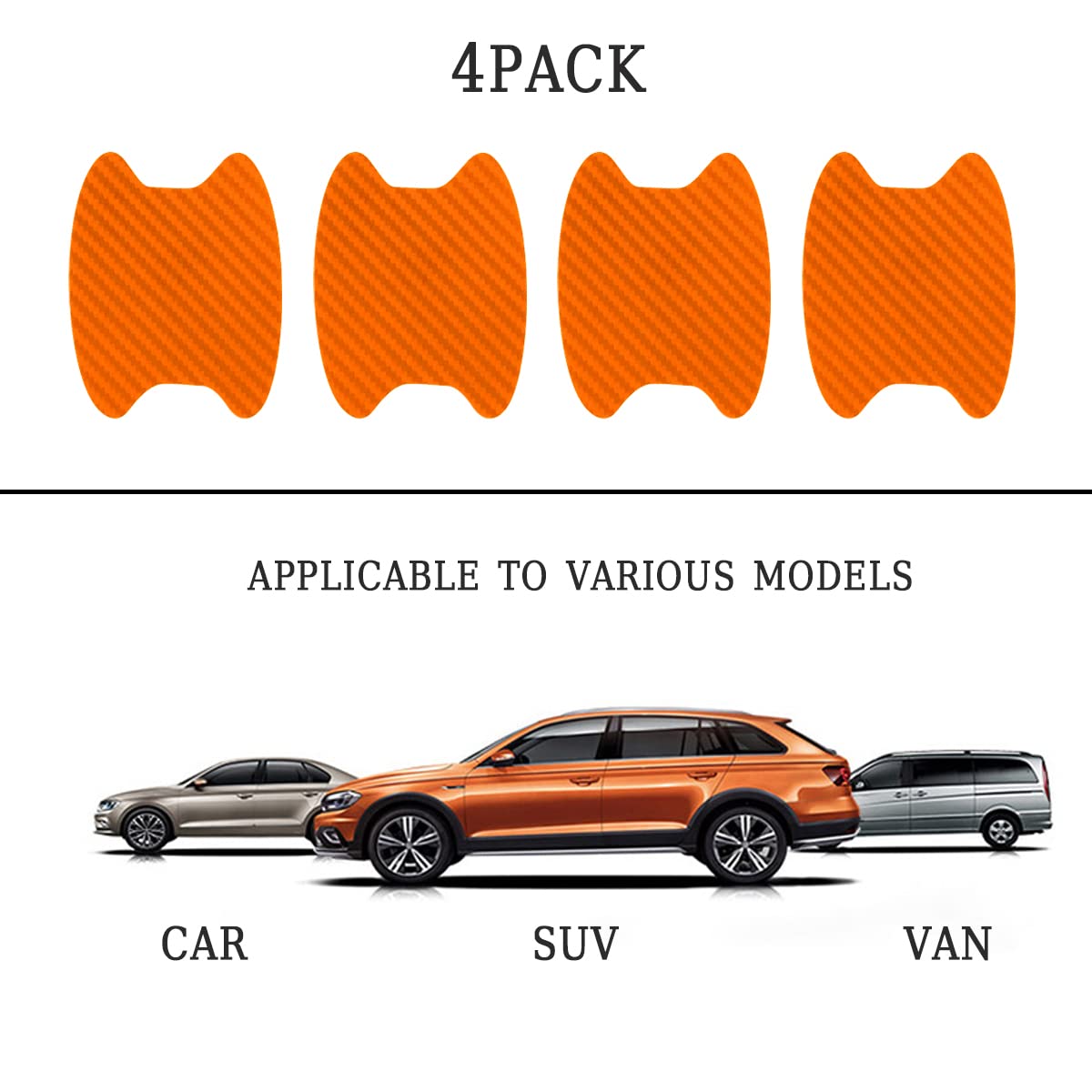 4Pcs Car Door Handle Protector Sticker, Universal Carbon Fiber Anti-Scratches Auto Door Handle Protective Film, Car Door Side Pa