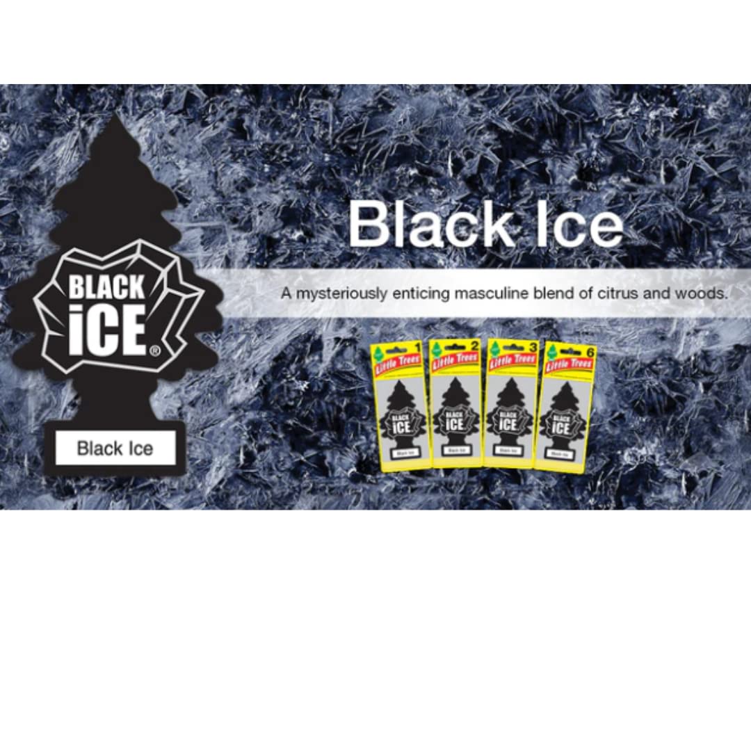 Little Trees Car Air Freshener | Hanging Paper Tree For Home Or Car | Black Ice | 3 Pack