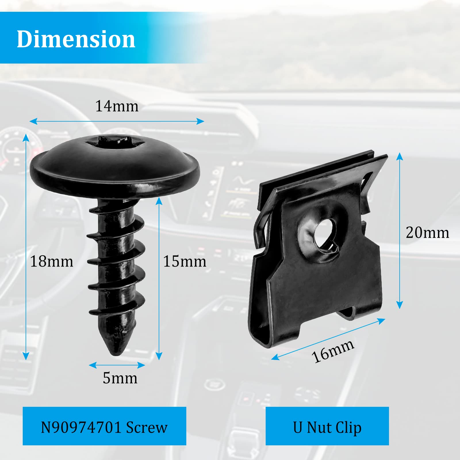 AOIT 15pcs Screw Clips Kit for VW Golf Passat Tiguan Jetta, Audi A3 A4 A5 A6 A7 A8 Q5 S6 R8 - Front Bumper