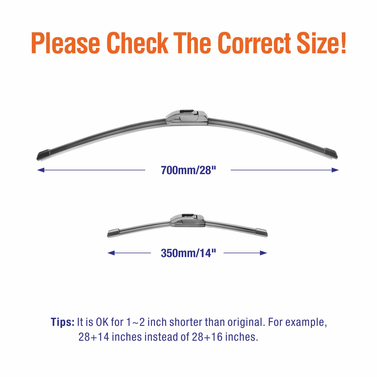 Wowiper Wiper Blades 28'' + 14'' Automotive Replacement Windshield Wiper Blades For My Car Premium All-Seasons Oe Quality Wipers