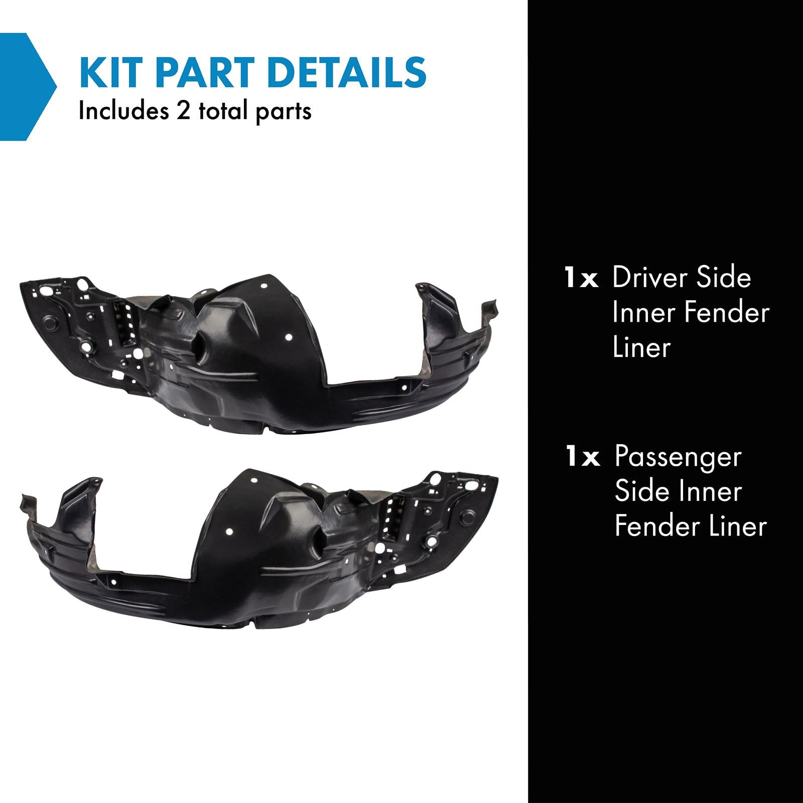 Trq Inner Fender Liner Set Compatible With 2009-2011 Honda Fit Ho1248133 Ho1249133