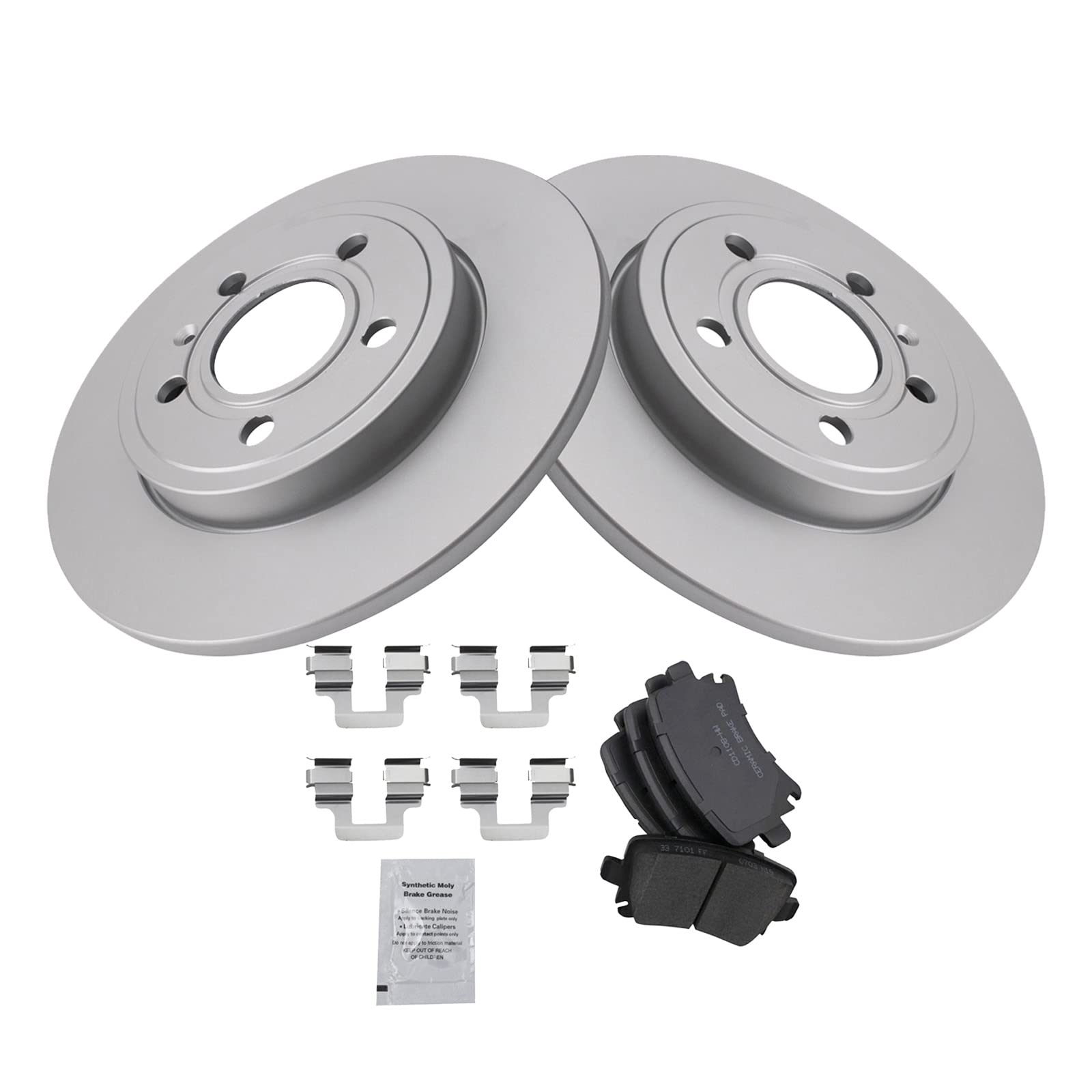 Trq Rear Brake Pad & Rotor Kit Brake Pads Brake Rotor Ceramic Premium G-Coated Compatible With 2006-2009 Audi A4 A4 Quattro