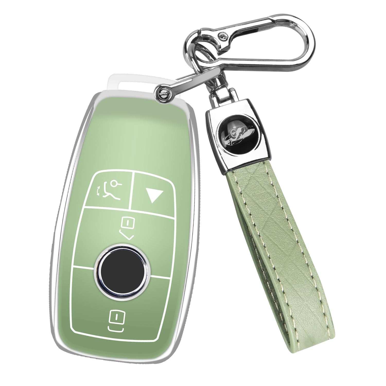 Qbuc For Mercedes Benz Key Fob Cover With Keychain,Compatible With C E R S G S Cls Clk Glc Ml Gle Gls Sl Slr Mclaren Amg Key (Gr