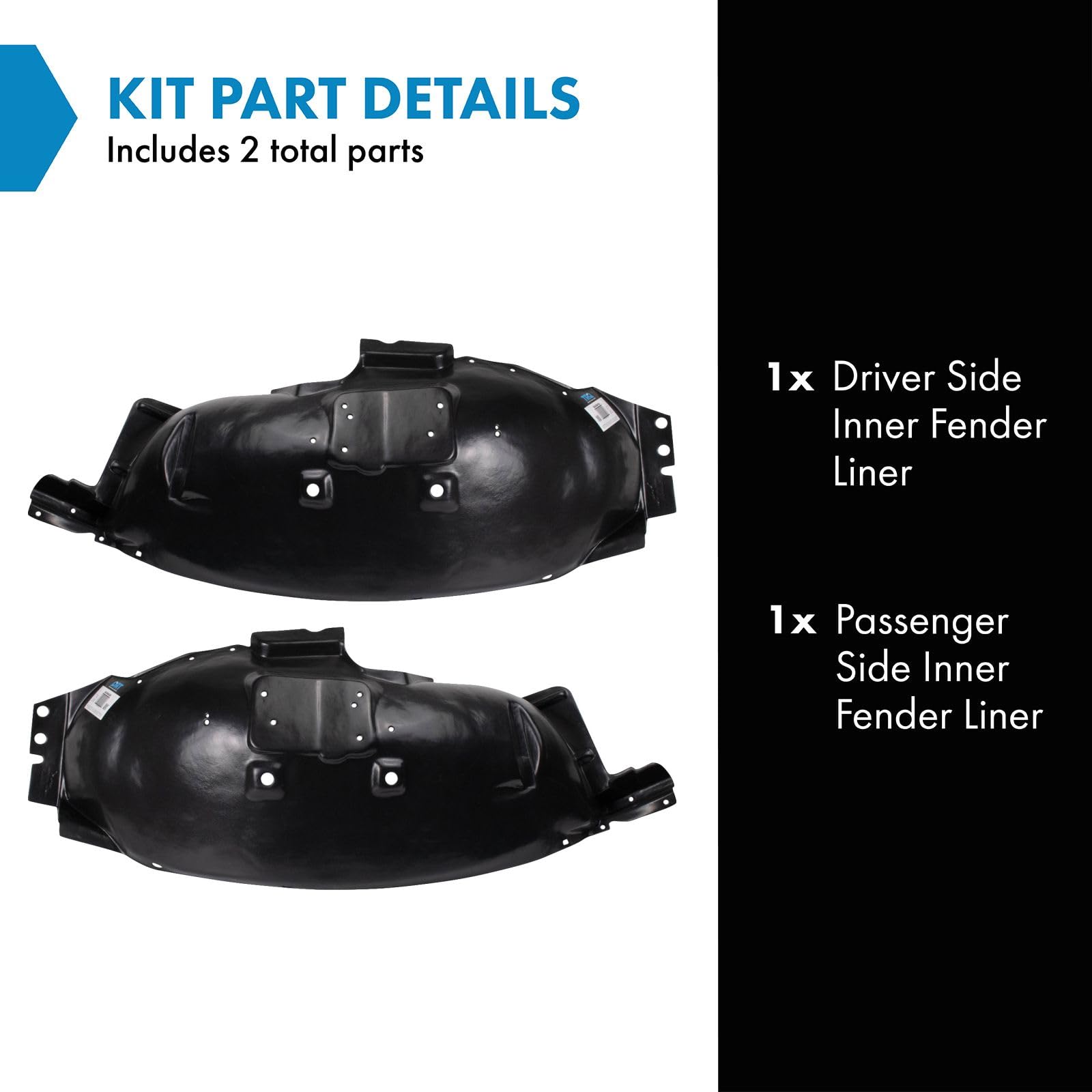 Trq Inner Fender Liner Set Compatible With 1993-1994 Ford Ranger Fo1248105 Fo1249105