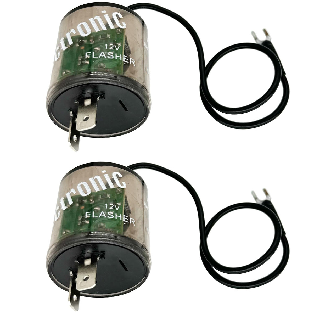 Irhapsody 2-Pin 12Vdc 20Amp Led Flasher Relays With Ground Wire, Turn Signal Flasher Relay, Pack Of 2