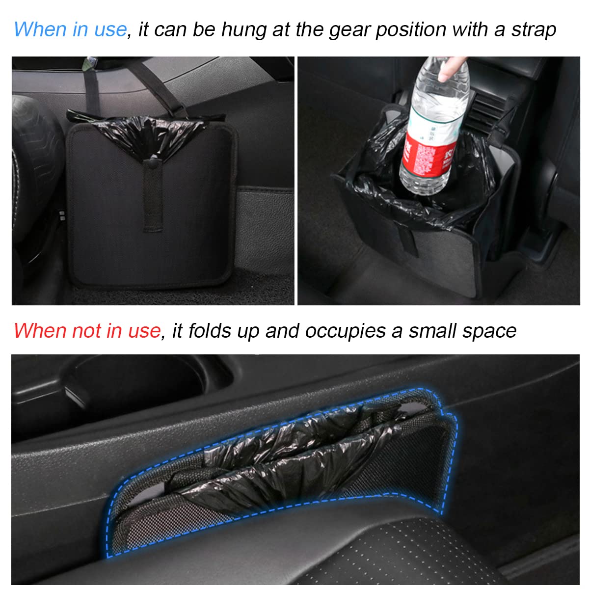 Fekey&Jf Foldable Car Trash Can, Hanging Waterproof Leakproof Trash Can Storage Bag For Car With Large Capacity, Car Interior Ac