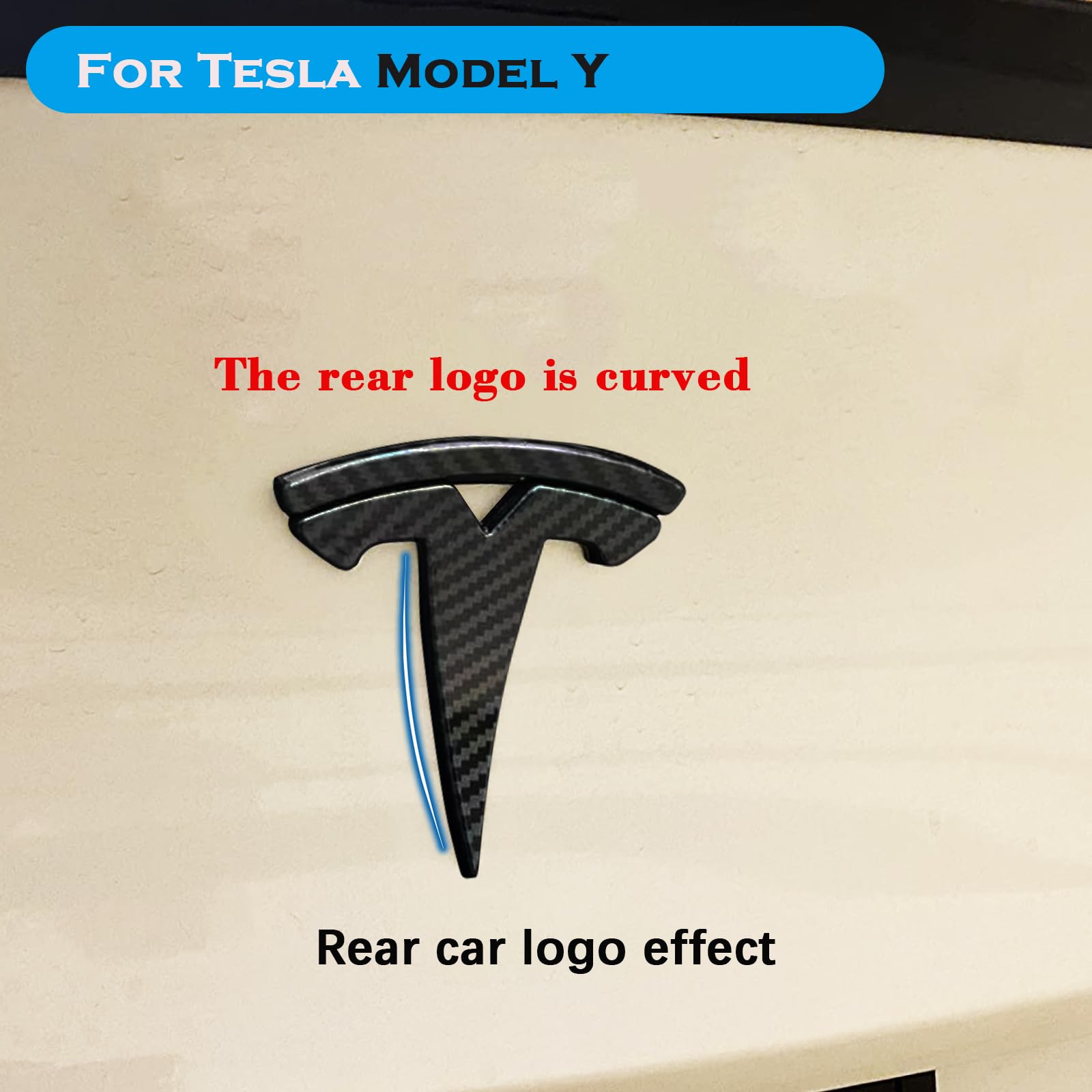 YHCDSEA for Model Y Emblem Badge Sticker Cover, fit for Tesla Model Y Logo Decals Accessories (Bright Carbon Fiber Pattern)