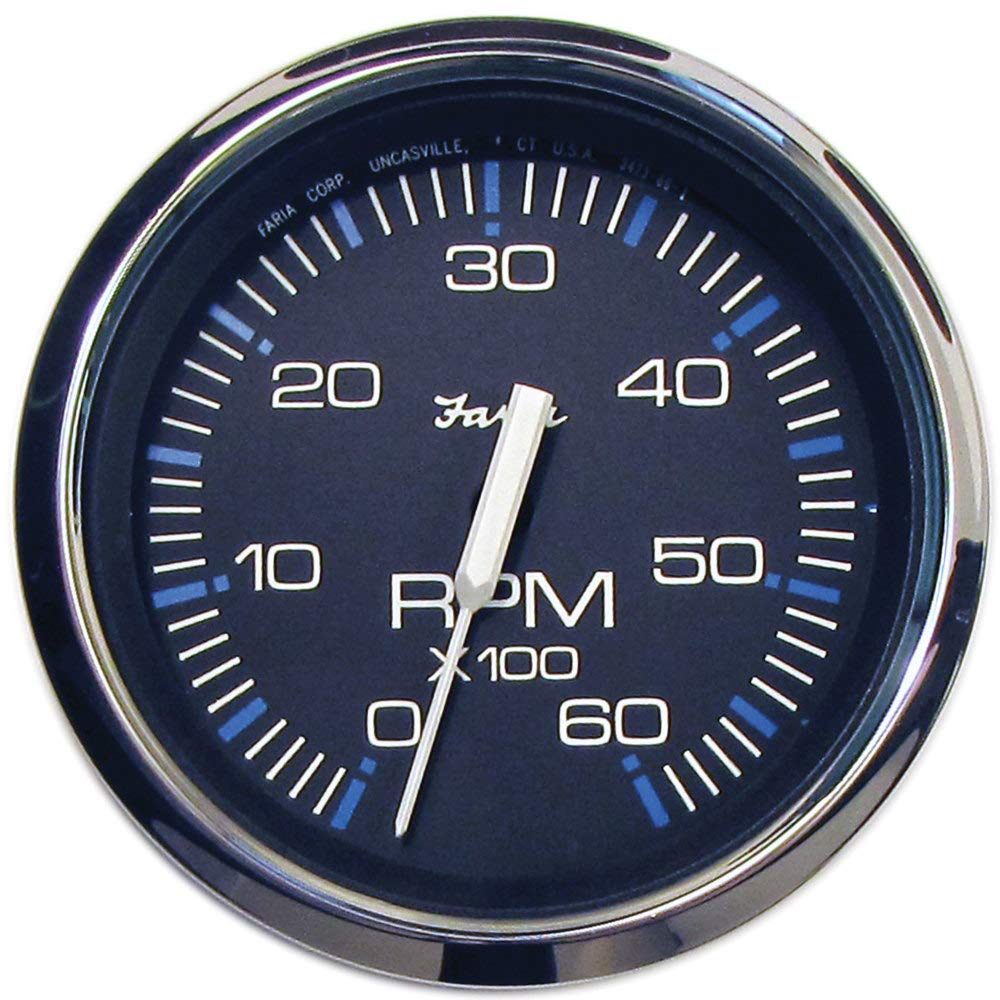 Faria 33710 Chesapeake Stainless Steel Tachometer (6000 Rpm) - 4'', Black