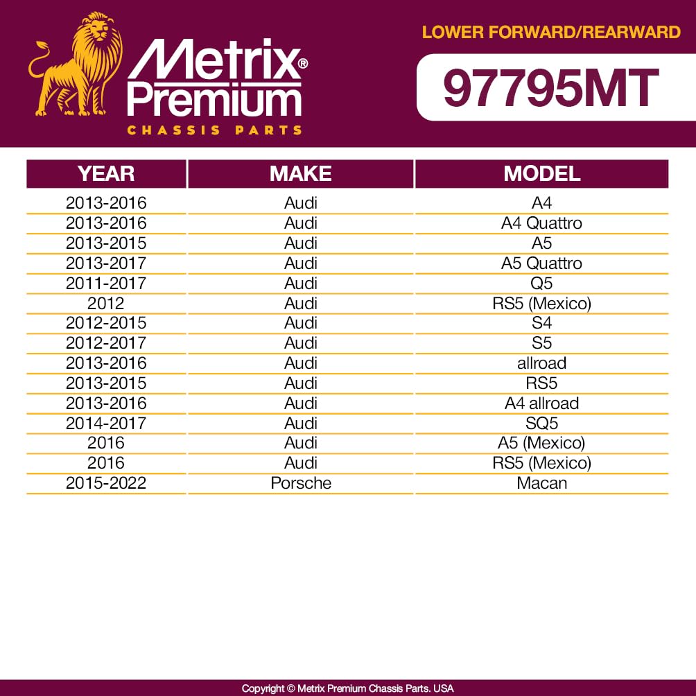 Metrix Premium Chassis Parts - 4 Pc Lower Forward & Rearward Control Arm Kit Fits 13-16 Audi A4, 13-16 A4 Quattro, 13-15 A5, 13-