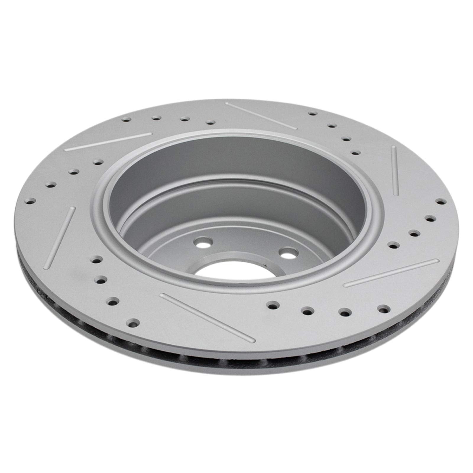 Trq Rear Performance Brake Rotors Set Premium G-Coated Cross Drilled & Slotted Compatible With 2006-2007 Bmw 525Xi 2010 528I 200