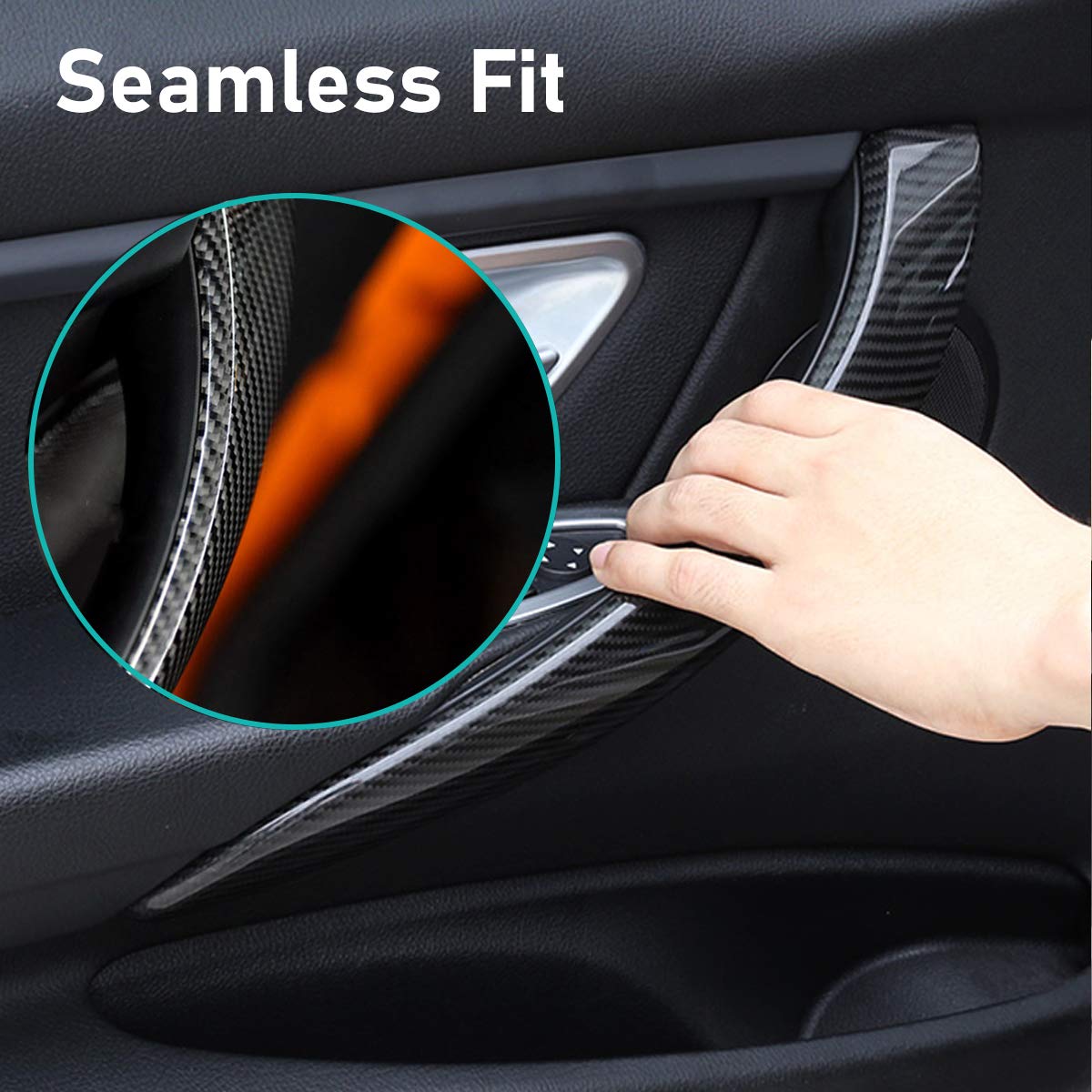 Jaronx ABS Carbon Fiber Door Handle Outer Cover Replacement Compatible with BMW 3’ F30/F31 2012-2018 and 4’ F32/F33 2014-2017,Carbon Fiber Pattern Left Driver Side Door Handle Cover (Left)