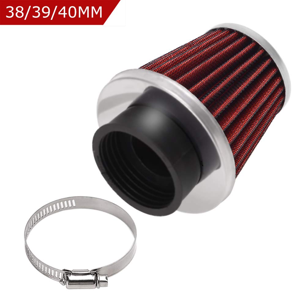 Evermotor 38Mm 39Mm 40Mm Universal Double Layer Steel Air Filter Carburetor Cleaner For Motorcycle Scooter Atv Moped Red