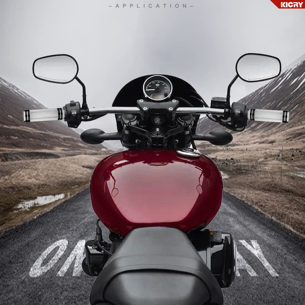 KICRY 1'' Motorcycle Hand Grips Black Chrome Handlebar Grips Compatible with Harley Touring Honda Yamaha Suzuki Kawasaki (Chrome