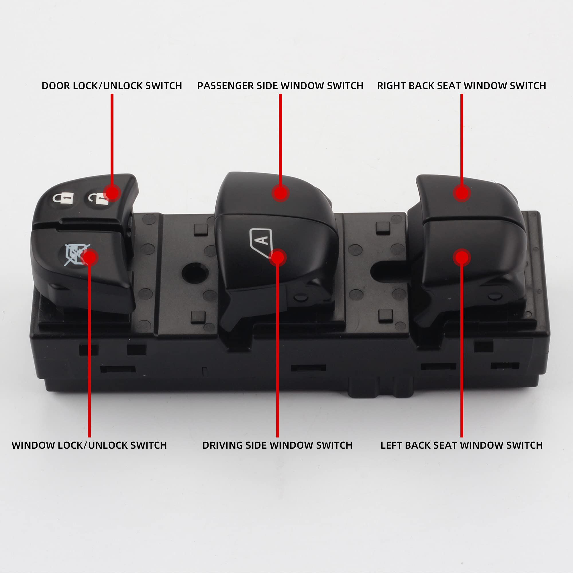 Dasbecan Driver Side Master Power Window Switch Compatible With Nissan Pathfinder/Altima/Frontier/Leaf/Juke 2010-2018 Door Main Control Button Replaces# 25401-3Ta5A 25401-1Ka0B 25401-3Sh1A