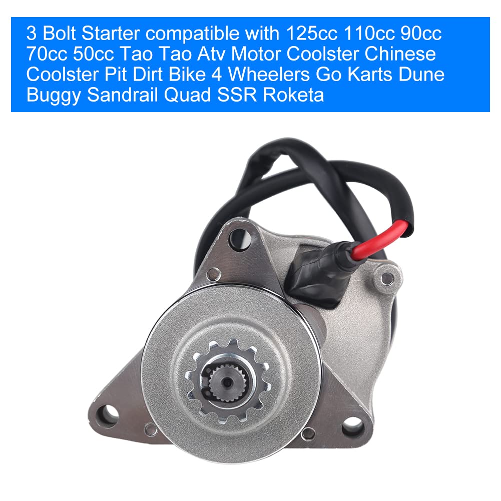 WATERWICH 3 Bolt Starter with Line Compatible with 50cc 70 cc 90cc 100cc 110cc 125cc Four Wheeler ATV Coolster 4 Chinese Pit Dir