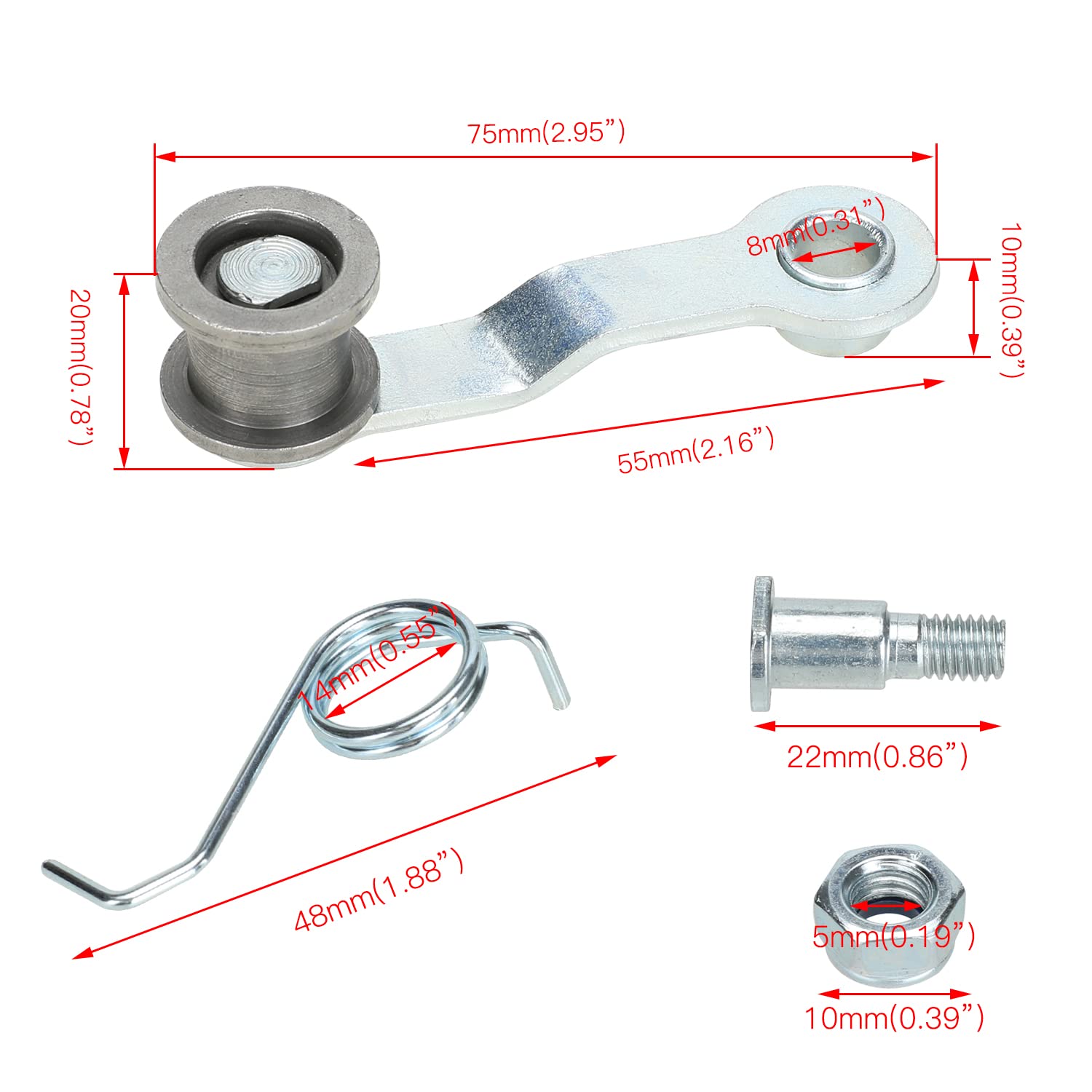 GREHUA Chain Adjuster Tensioner with Roller Spring for Razor E300 Series E300S E325 E325S Version 36+ Electric Scooter Heavy Dut