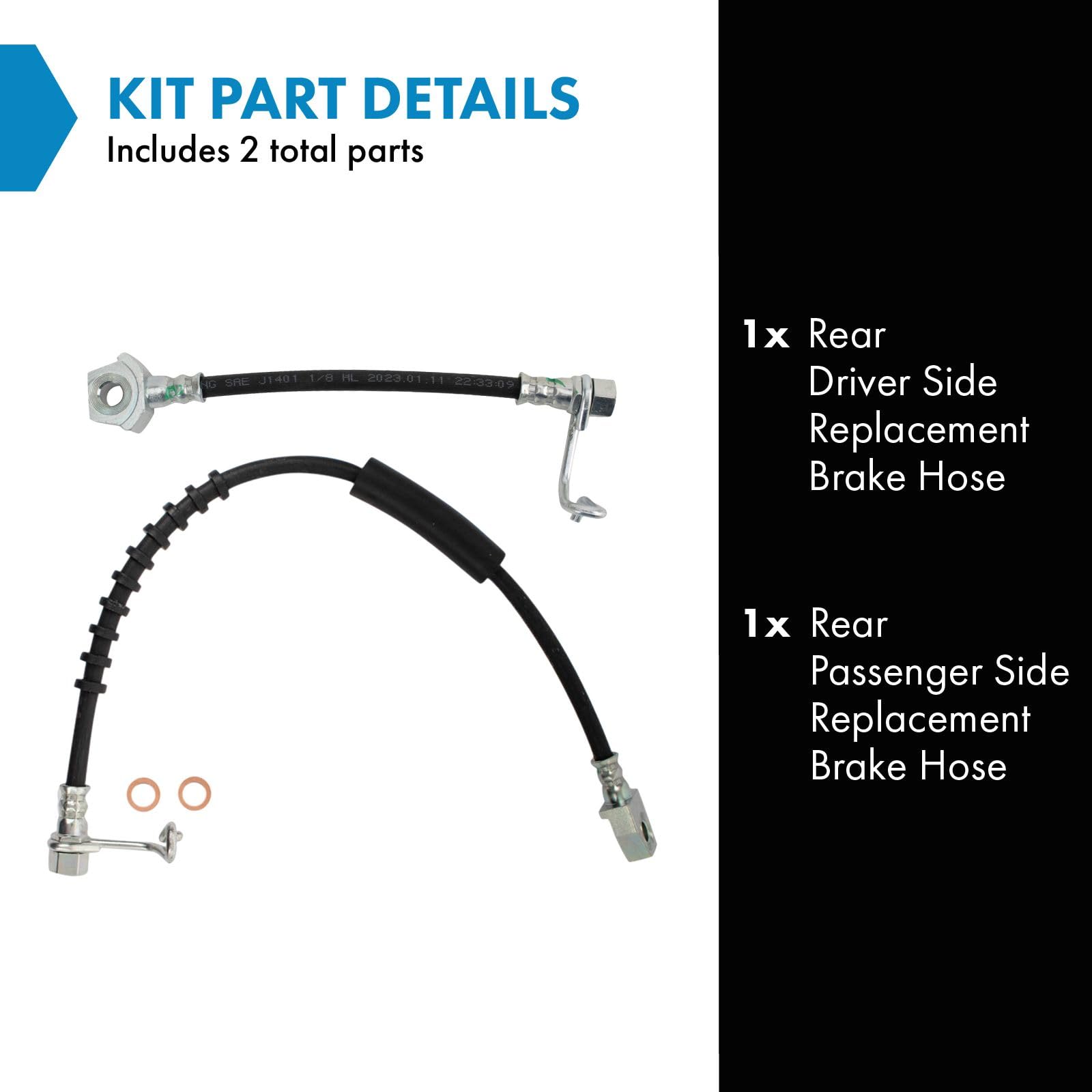 Trq Rear Brake Hose Set Compatible With 2000 Ford Excursion 1999-2000 F-250 Super Duty