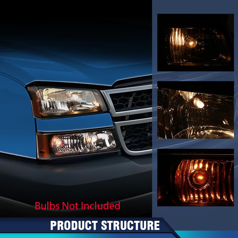 Pit66 Headlight Assembly Compatible With Chevy Silverado 1500 2500 3500 Hd Models 2003-2006/Fit Avalanche 1500 2500 03-06(Fit No