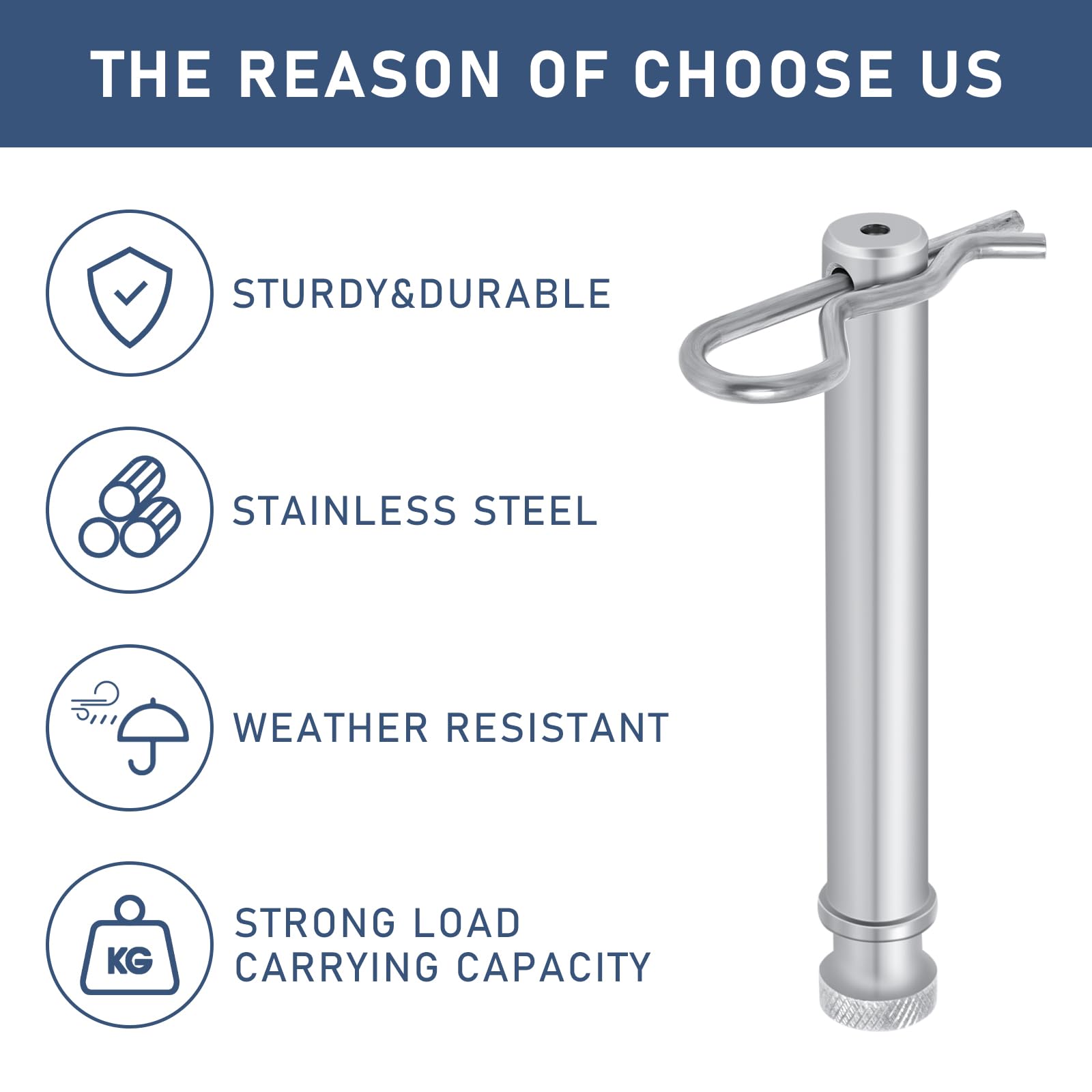 Ts35010 Stainless Steel Trailer Hitch Pins And Clips For B&W 2 '' & 2.5 '' Receiver Trailer Hitches Tow & Stow Replacement Pins