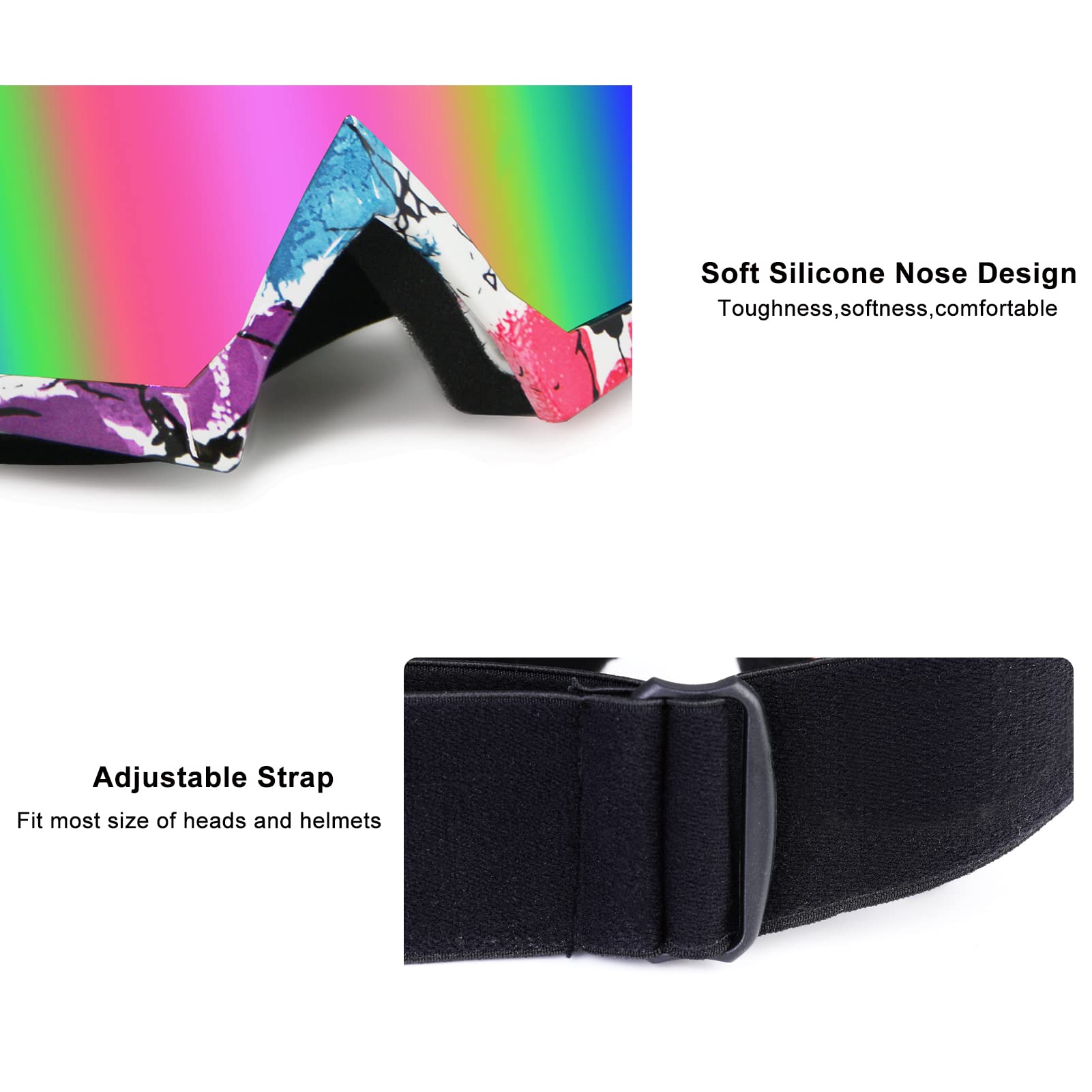 Zukmi Atv Motocross Dirt Bike Motorcycle Goggles Mx Off Road For Men Women Adult Youth Riding Racing (Flower Frame + Pink Lens)