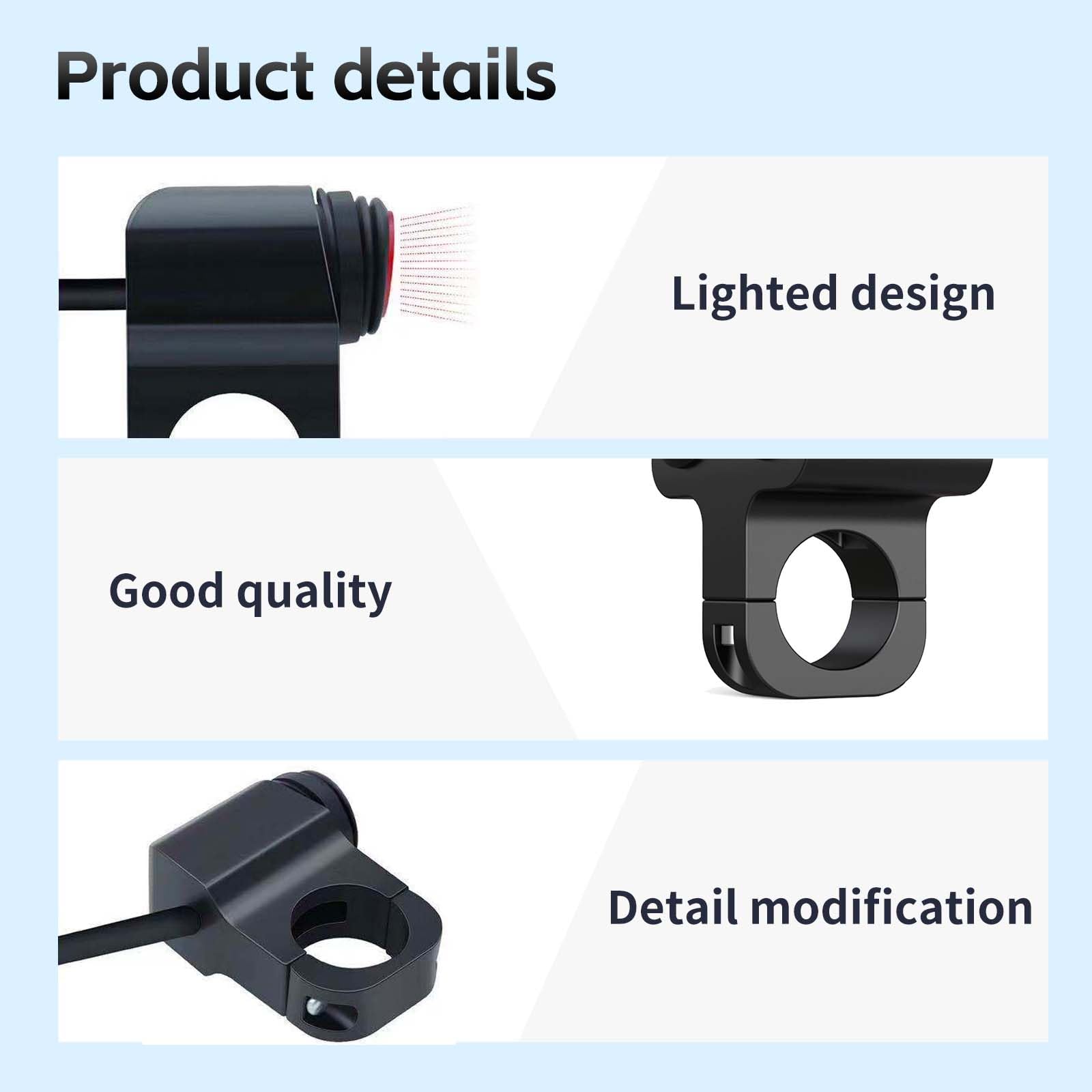 Waterproof Motorcycle Atv 7/8' Light Bar Switch, 12V 16A Double Control Switch, Cnc Aluminum Alloy Handlebar Toggle Switch, Hazard Brake Fog Light On-Off-On Switches, Red Indicator Light