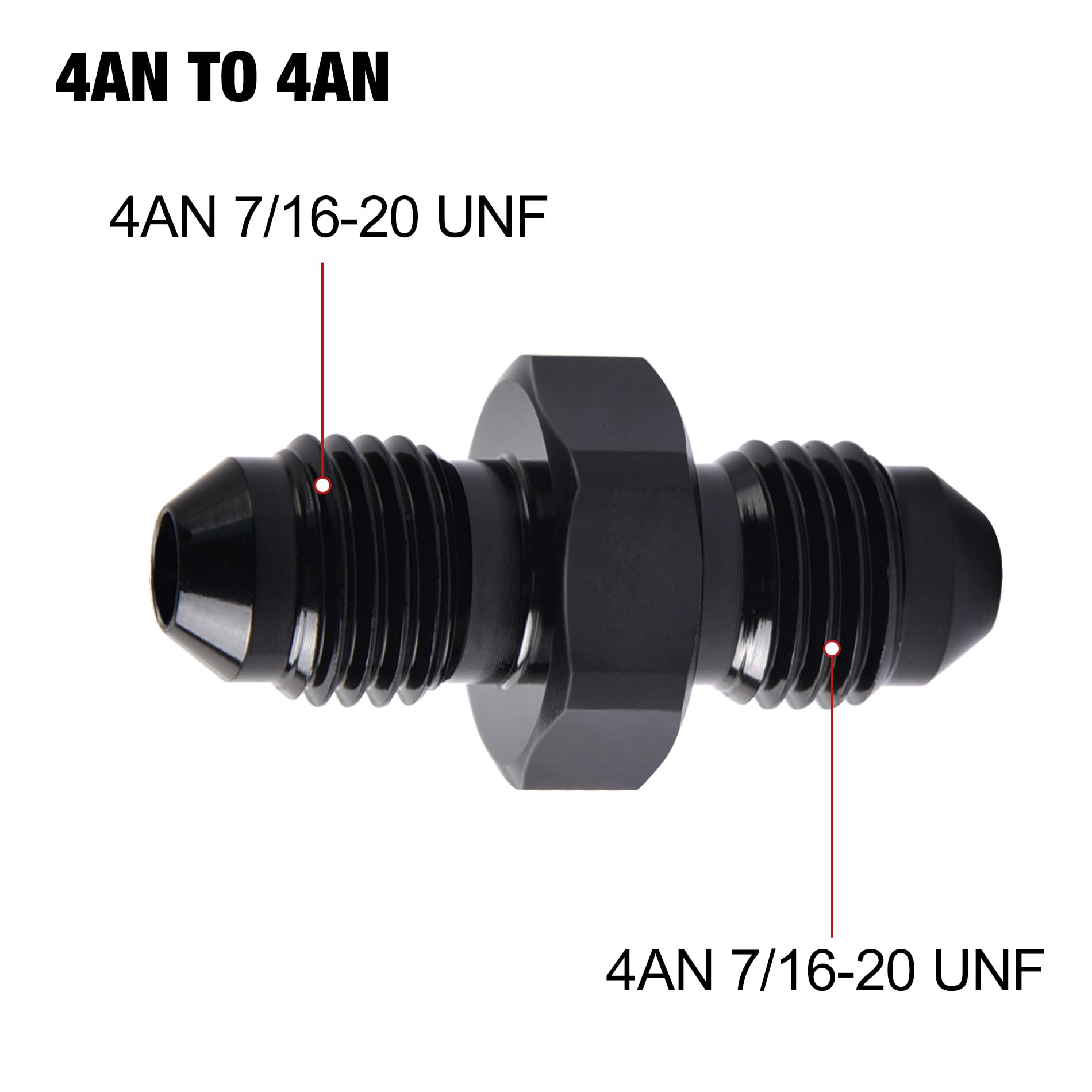 EVIL ENERGY 4AN Male to Male Flare Coupler Union Straight Fuel Hose Adapter Fitting Black