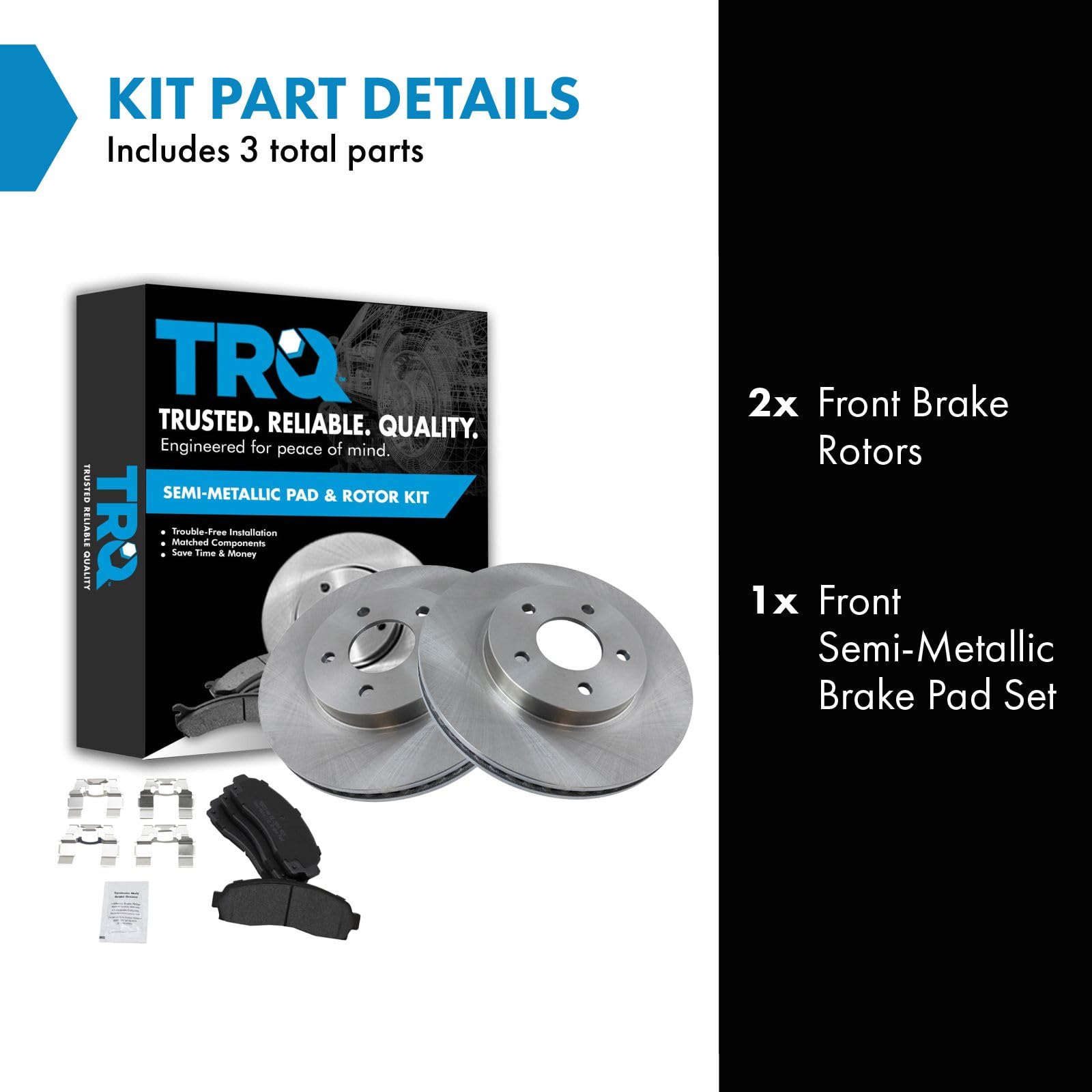 Trq Front Brake Pad & Rotor Kit Brake Pads Brake Rotor Semi-Metallic Compatible With 2005-2006 Chevrolet Equinox 2006 Pontiac To