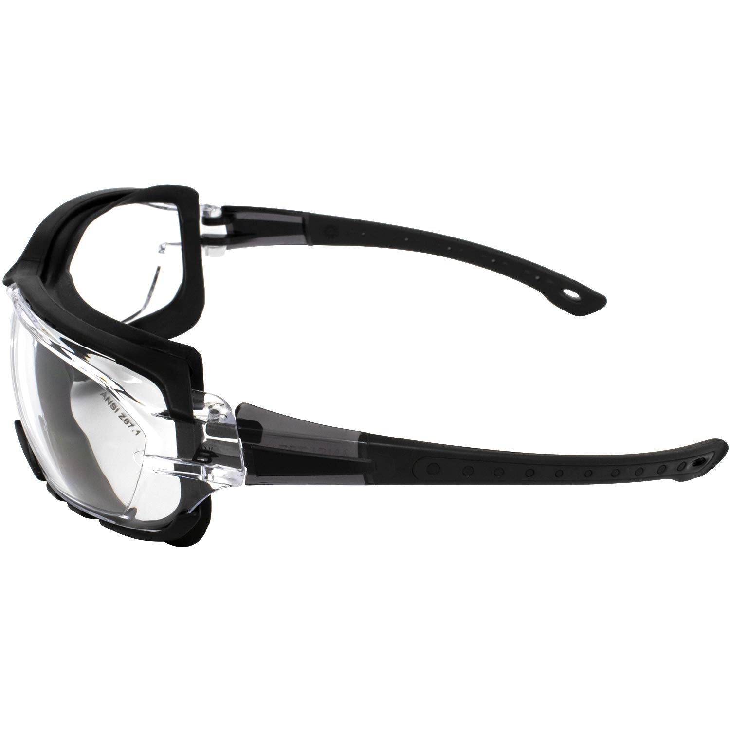 Birdz Eyewear Gasket Safety Padded Motorcycle Sport Sunglasses Black Frame With Clear Lens