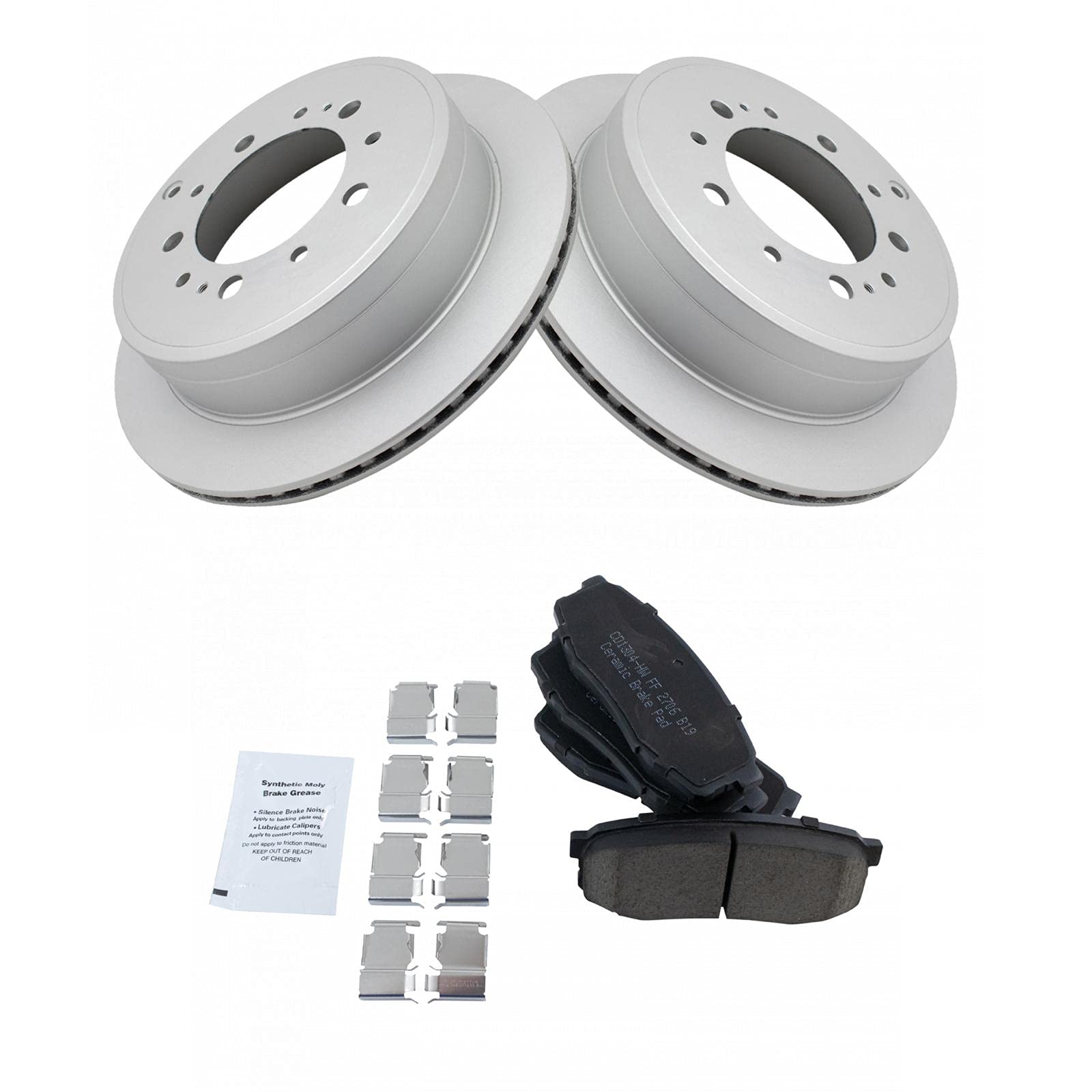 Trq Rear Brake Pad & Rotor Kit Brake Pads Brake Rotor Ceramic Vented Premium G-Coated Compatible With 2008-2021 Lexus Lx570 Toyo