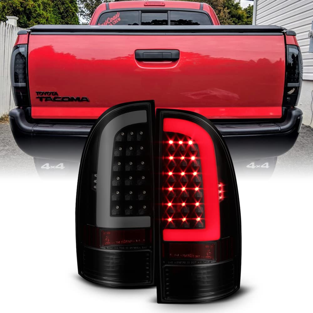 Acanii - For Black Smoked 2005-2015 Toyota Tacoma Led Tube Tail Lights Lamps Left+Right