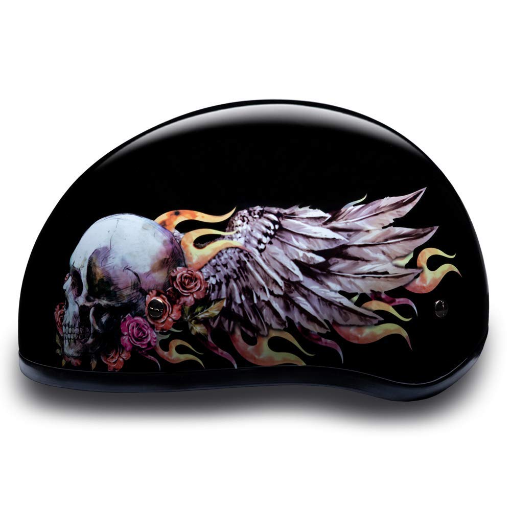 Daytona Helmets Motorcycle Half Helmet Skull Cap- Skull Wings 100% Dot Approved