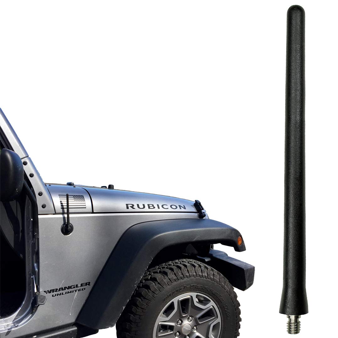 AntennaMastsRus - Short Rubber Antenna fits Jeep Wrangler JK - JL - Gladiator (2007-2024) - USA Stainless Steel Threading - The 