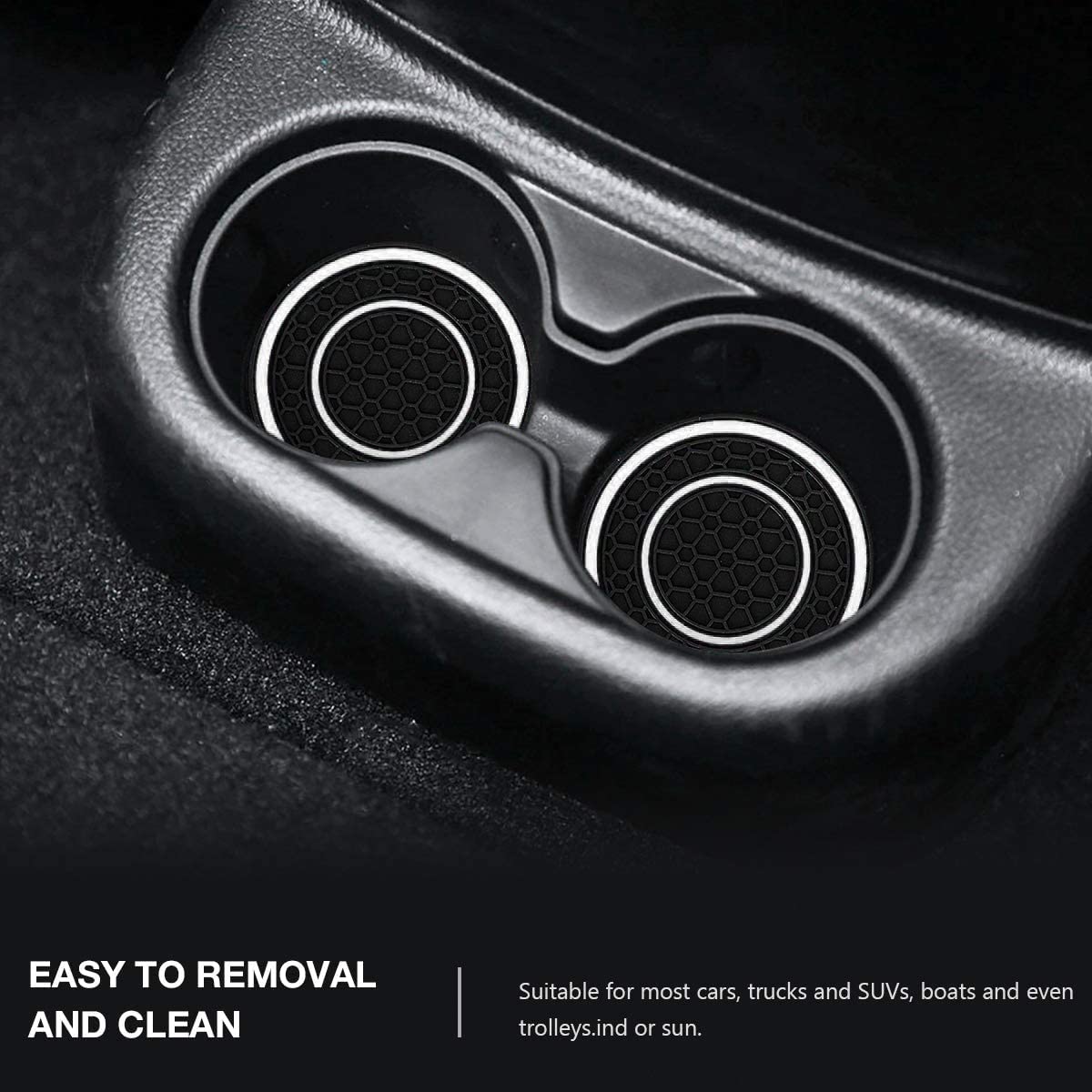 Auprite Car Cup Holder Coasters, 2 Pack Universal Auto Anti Slip Cup Holder Insert Coaster, Car Interior Accessories (White)