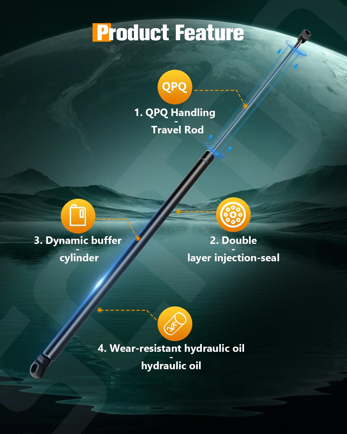 Scitoo 6307 2Pcs Lift Supports 28.81'' Fit For Cadillac For Cts 2003-2007 Shock Struts Hood