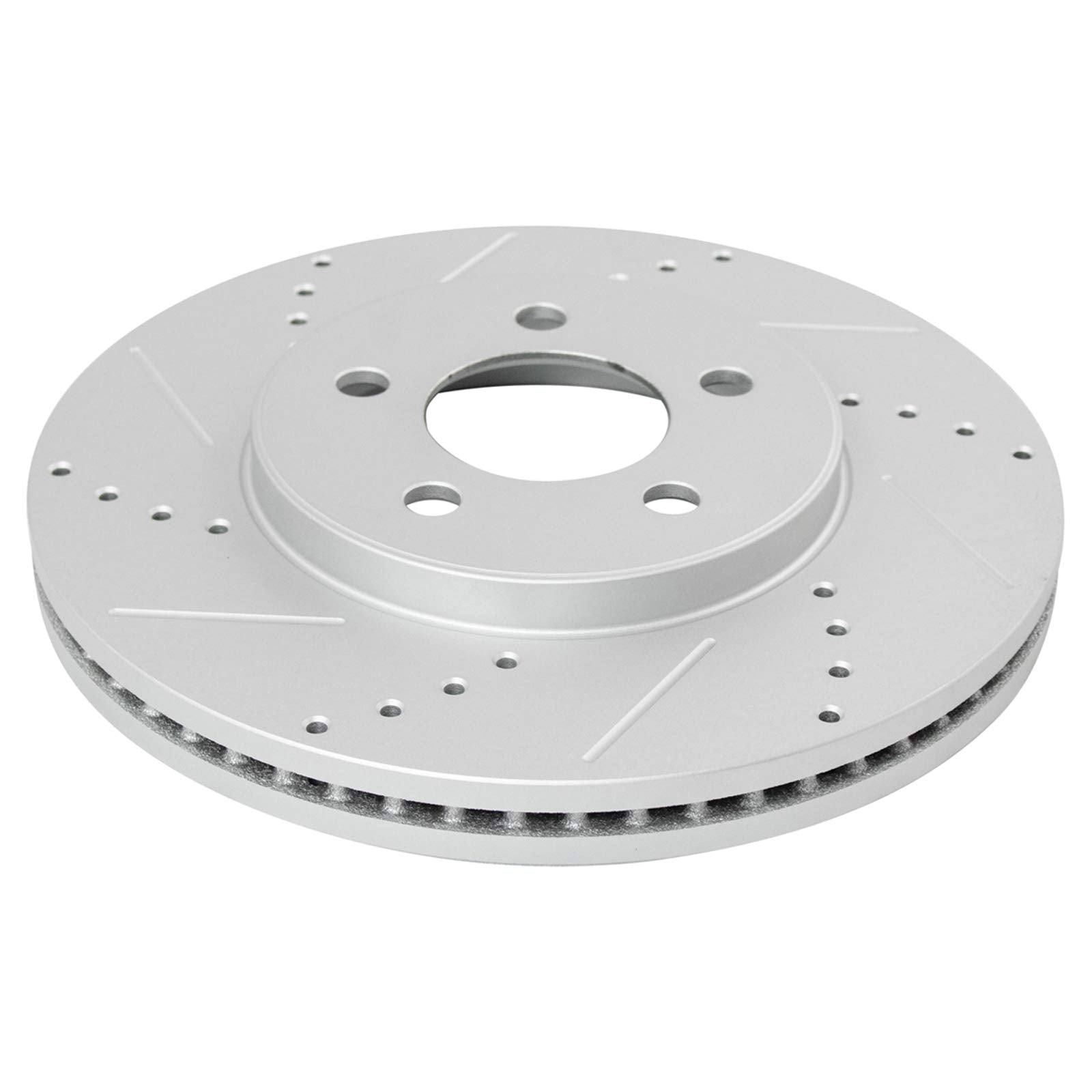 Trq Front Performance Brake Rotors Set Premium G-Coated Cross Drilled & Slotted Compatible With 2003-2011 Ford Crown Victoria Li