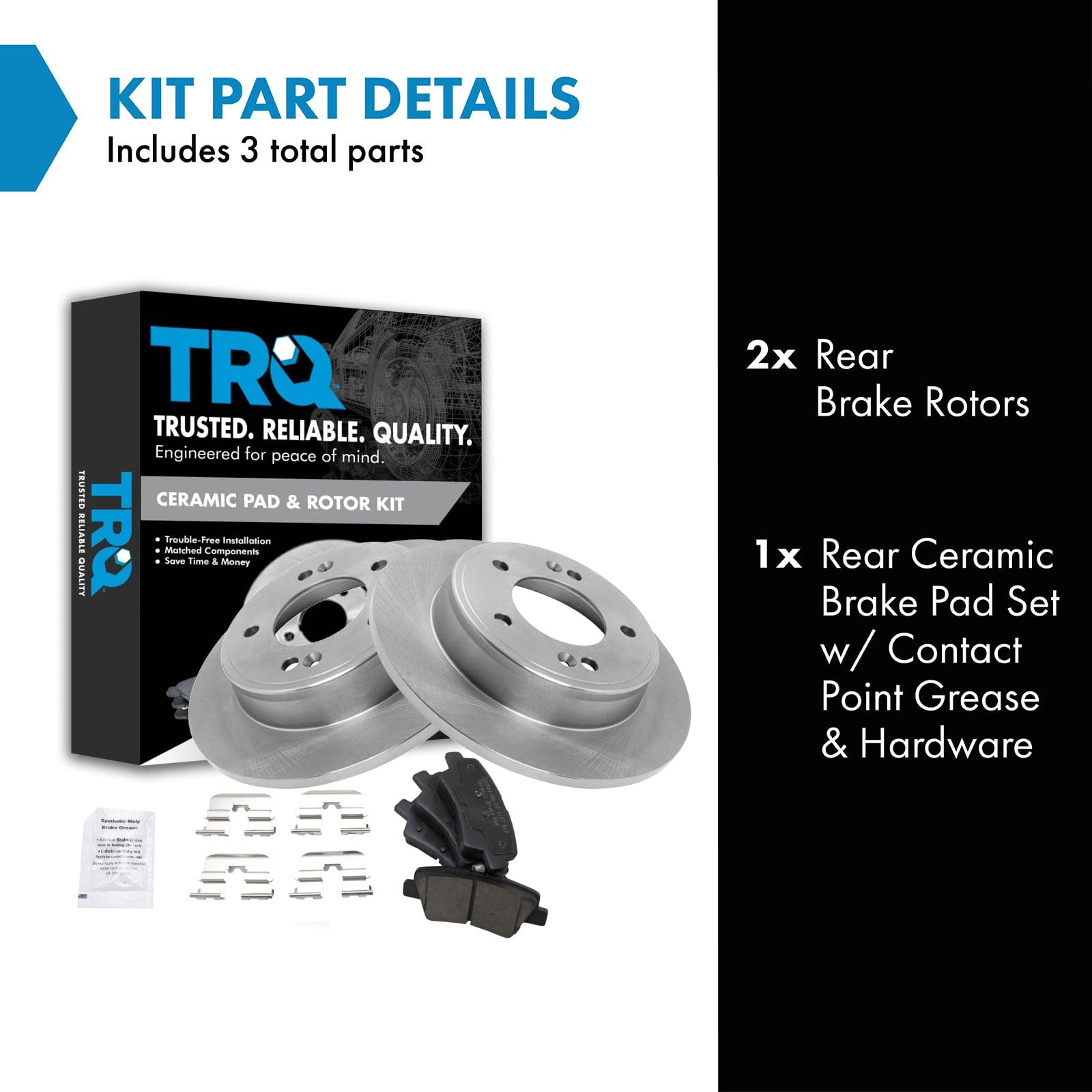 TRQ Rear Brake Pad & Rotor Kit Brake Pads Brake Rotor Ceramic Compatible with 2011-2016 Hyundai Elantra 2013-2014 Elantra Coupe