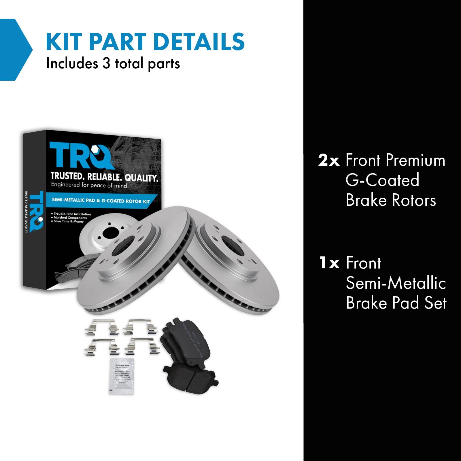 Trq Front Brake Pad & Rotor Kit Brake Pads Brake Rotor Semi-Metallic Premium G-Coated Compatible With 1999-2001 Lexus Rx300